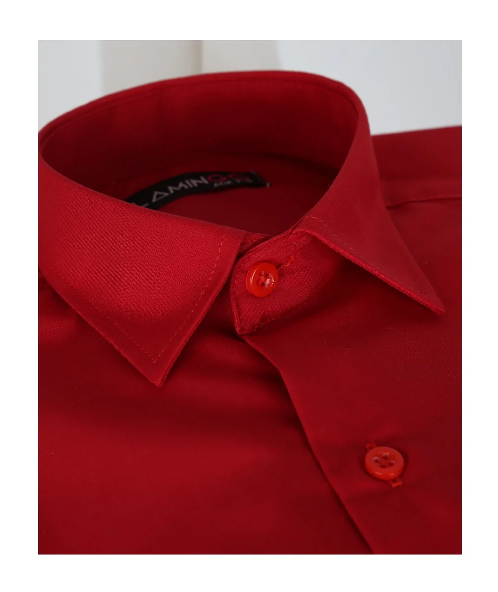 Boys Cotton Blend Formal Shirt - Red - Image 2