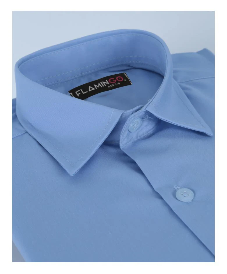 Boys Cotton Blend Formal Shirt - Sky Blue - Image 2