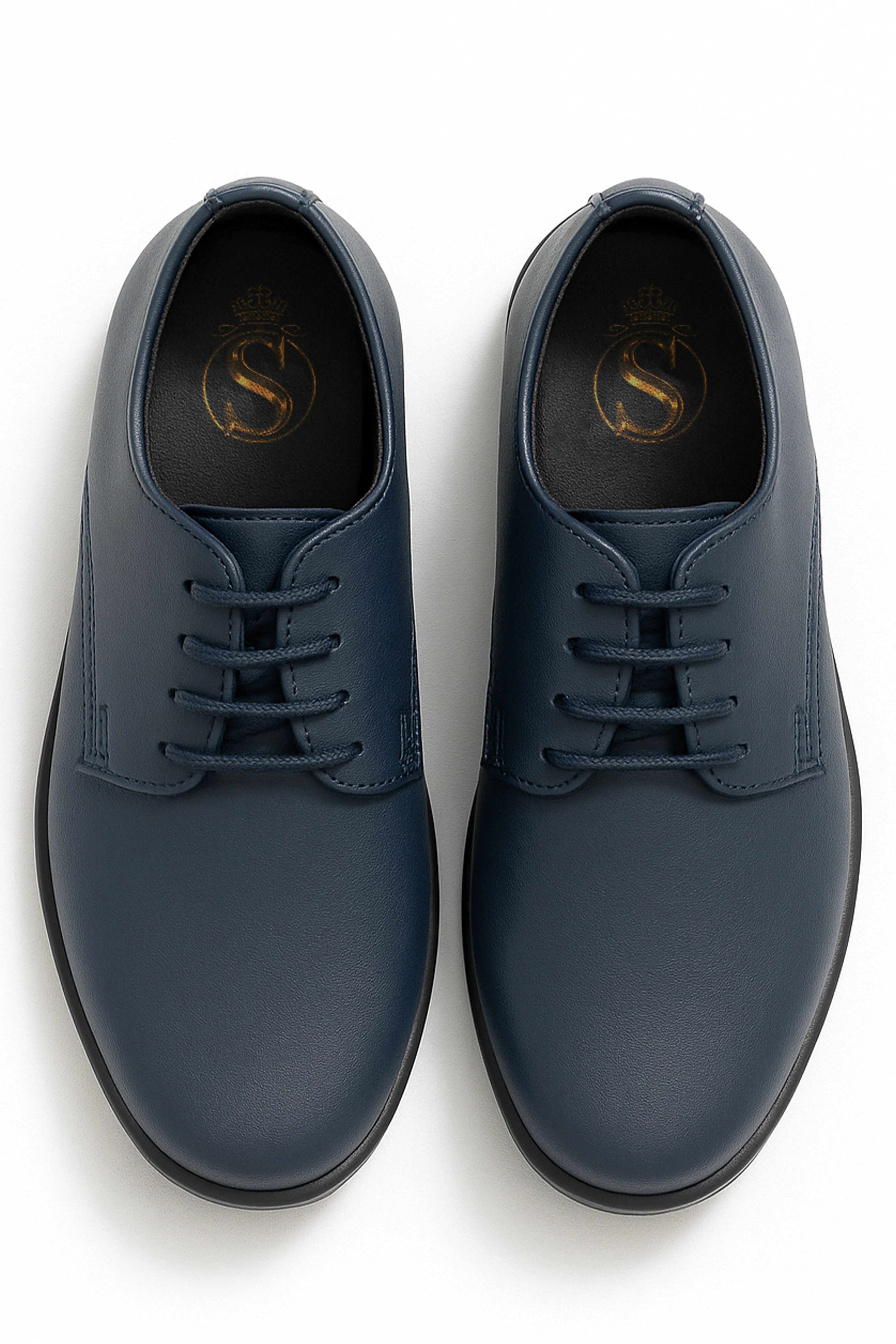 Boys Derby Mat Lace Up Formal Navy Blue Shoes - Atlanta - Navy Blue - Image 2