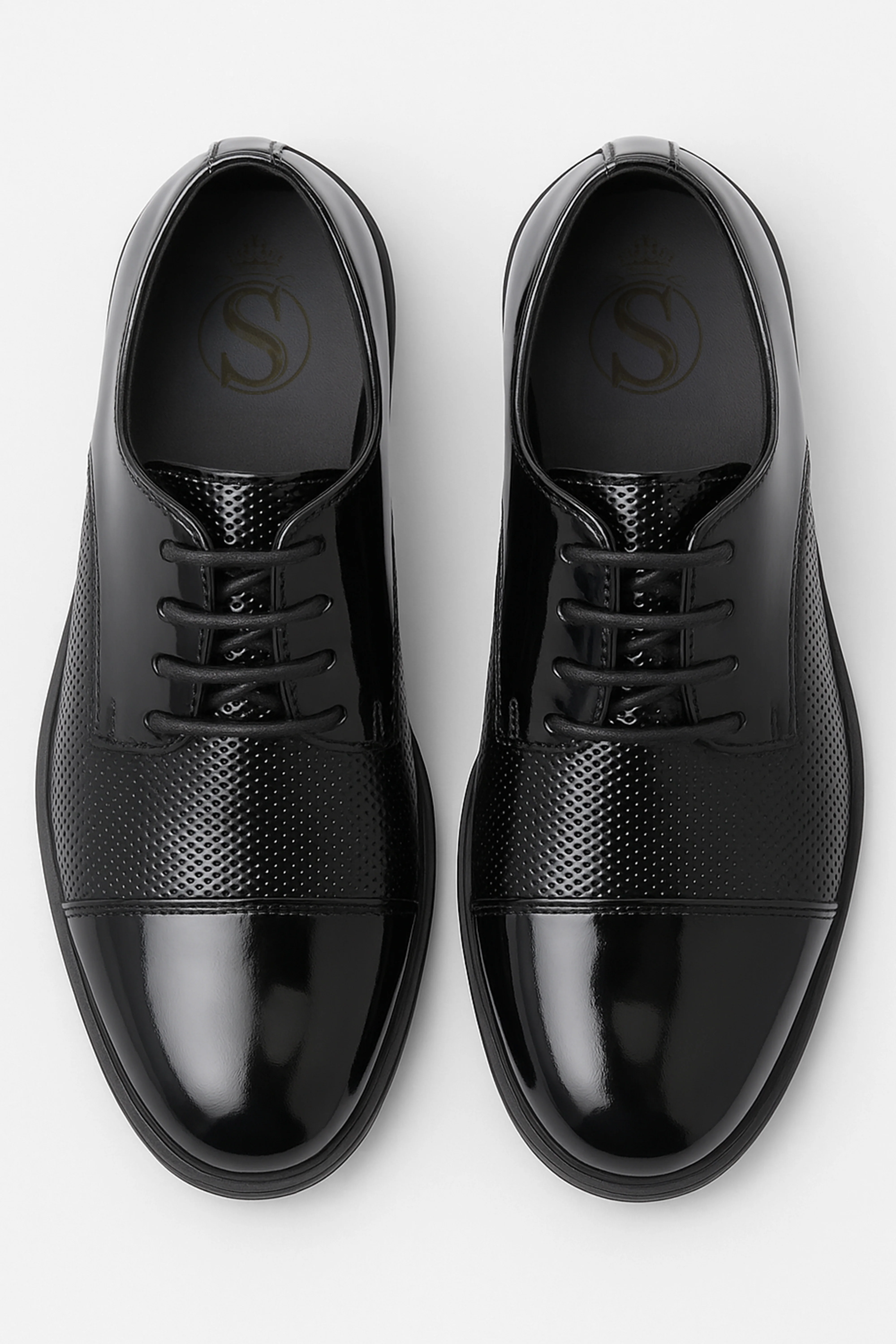Boys Patent Cap Toe Derby Shoes - UTAH - Black - Image 2