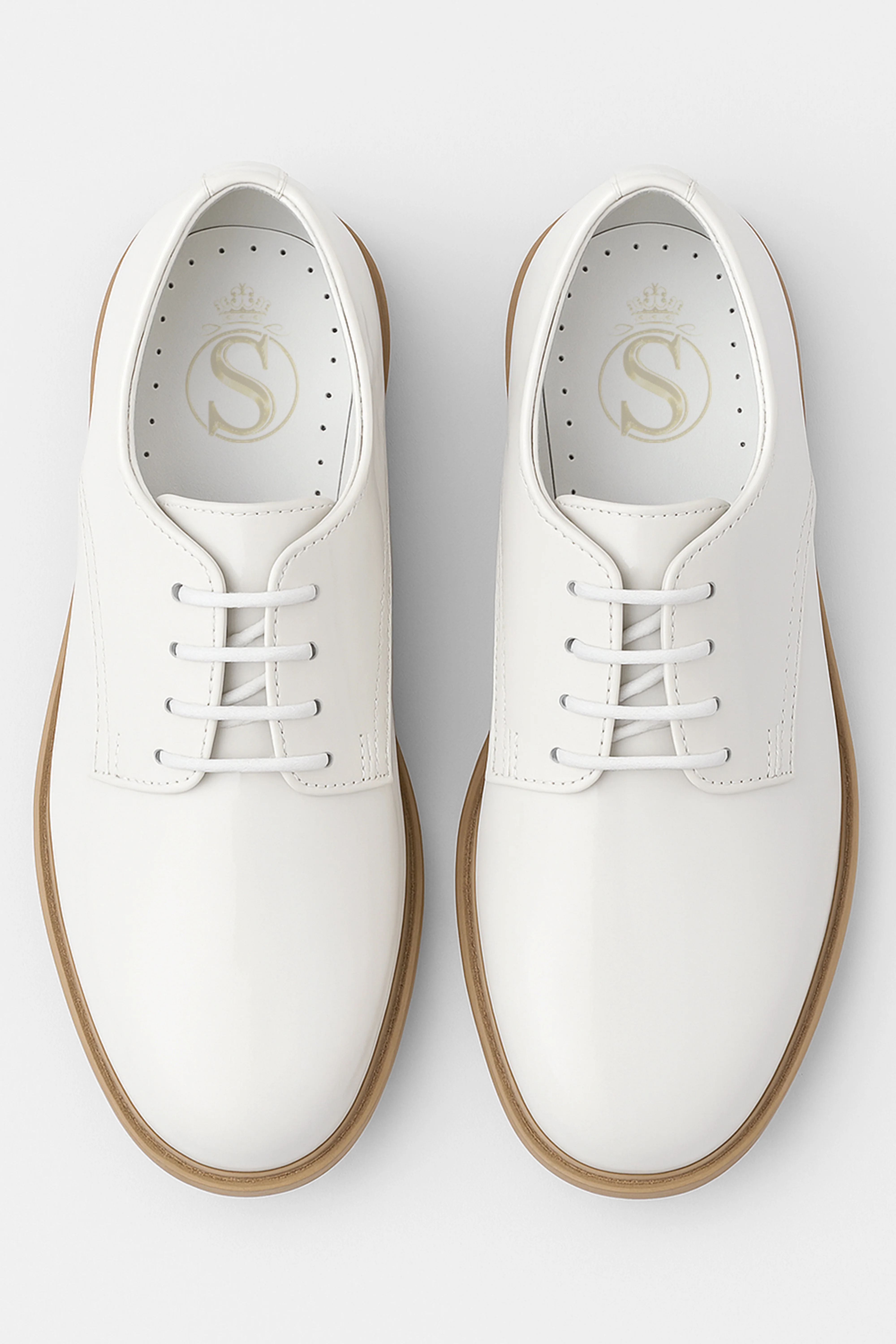 Boys Derby Patent Lace Up White Communion Shoes - White - Image 2