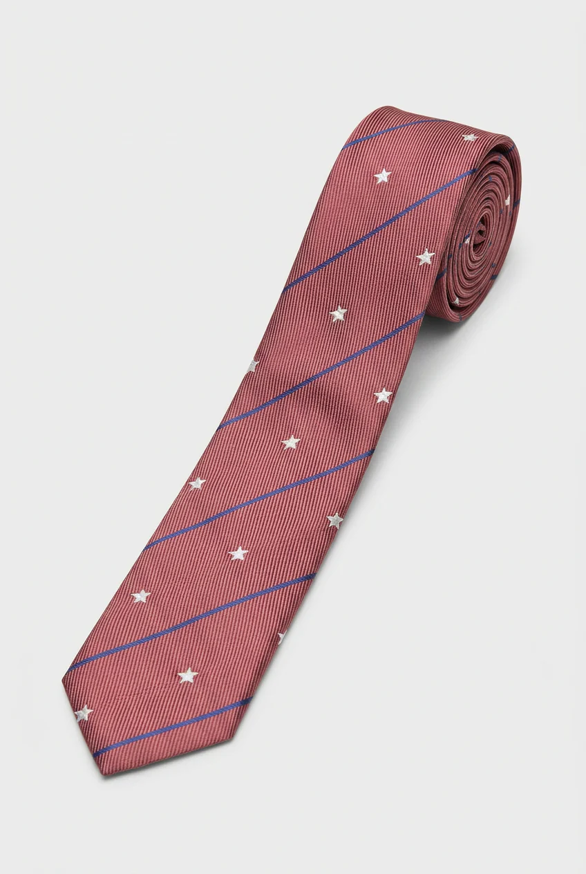 Boys Diagonal Striped Jacquard Slim Tie - Burgundy