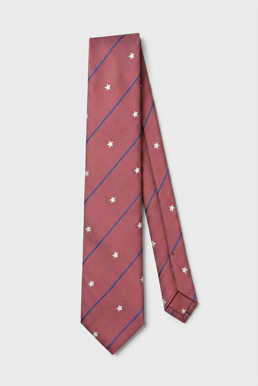 Boys Diagonal Striped Jacquard Slim Tie - Burgundy - Image 2