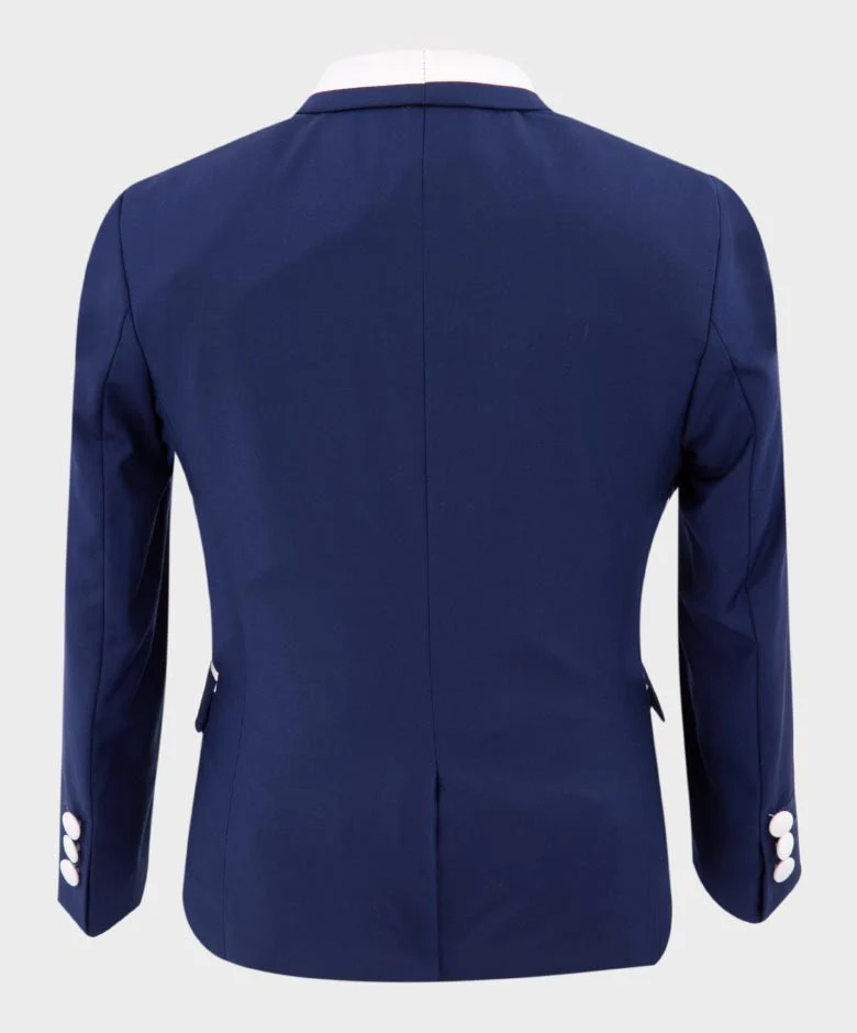 Boys Exclusive Piping Tuxedo Suit - Dark Blue - White - Image 6