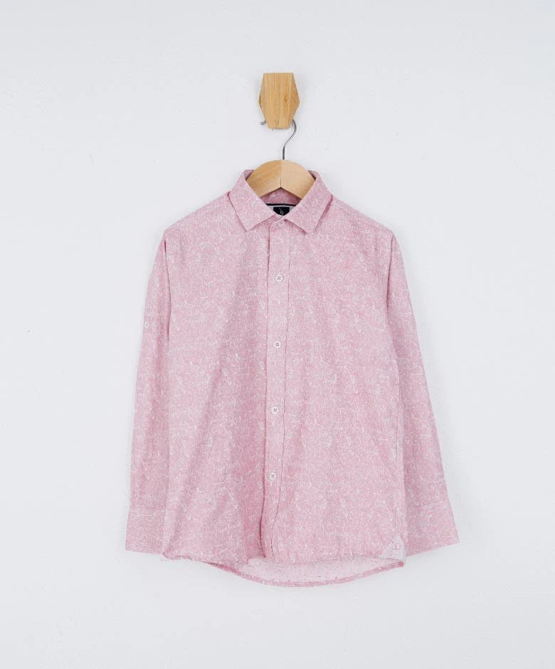 Boys Floral Patterned Slim Fit Fashion Shirt - Pink - Image 2