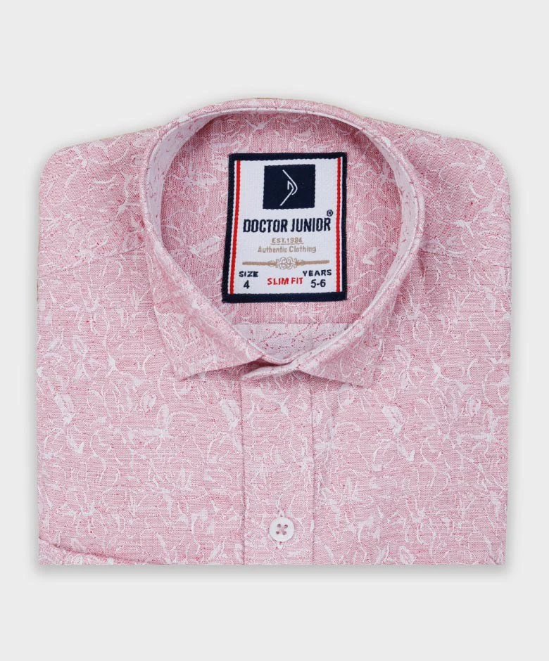 Boys Floral Patterned Slim Fit Fashion Shirt - Pink - Image 4