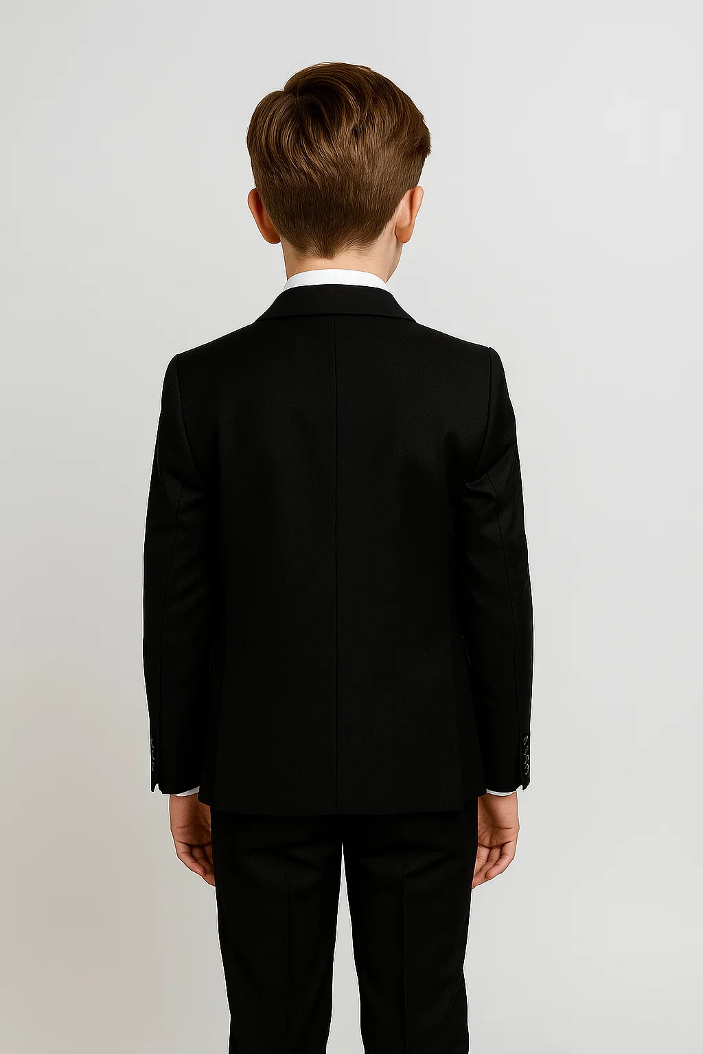 Boys Formal Suit with Patterned Waistcoat and Cravat Set - Antonio - Black - Pink - Image 2