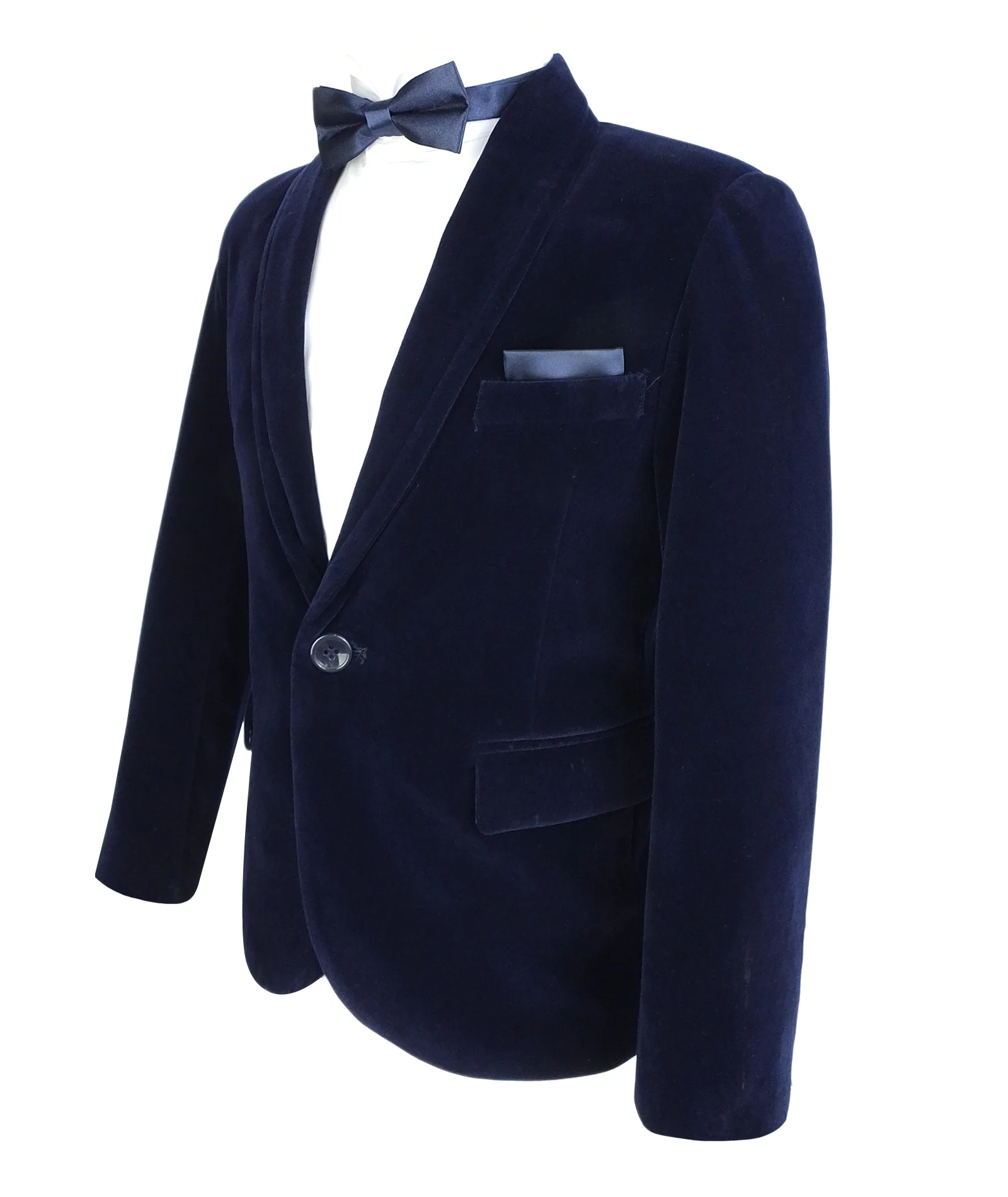 Boys Formal Velvet Blazer Jacket - Navy Blue - Image 6