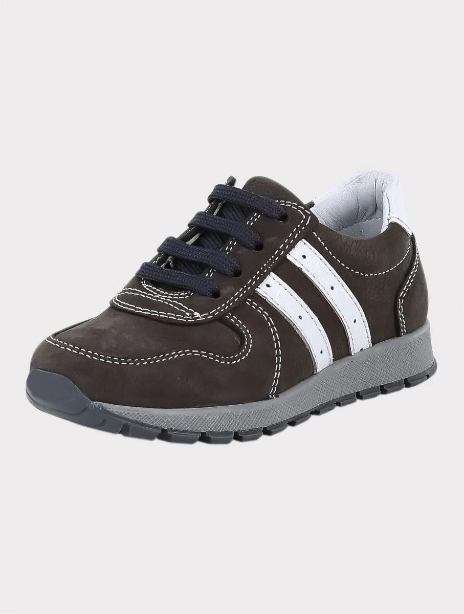Boys Genuine Leather Brown Sneakers - VENOSA - Brown - Image 3