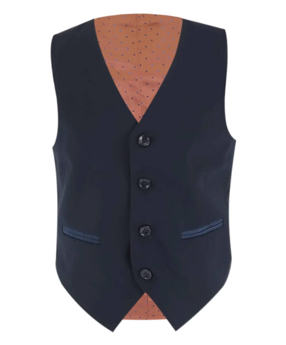 Boys Patterned Navy Suit - JACQUARD - Navy Blue - Image 6