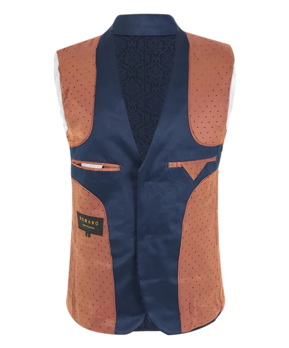 Boys Patterned Navy Suit - JACQUARD - Navy Blue - Image 9