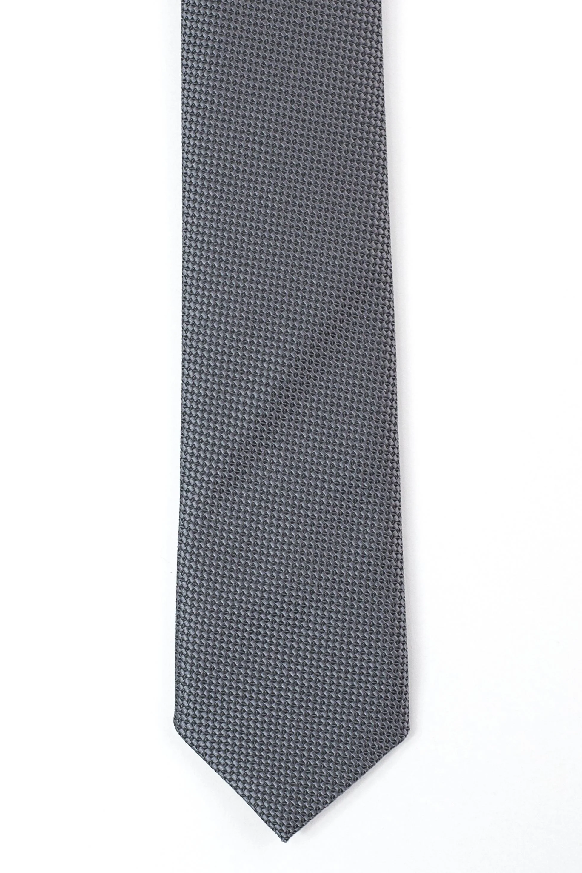 Boys’ Jacquard Tie & Hanky Set with Elastic Strap - Charcoal - Image 5