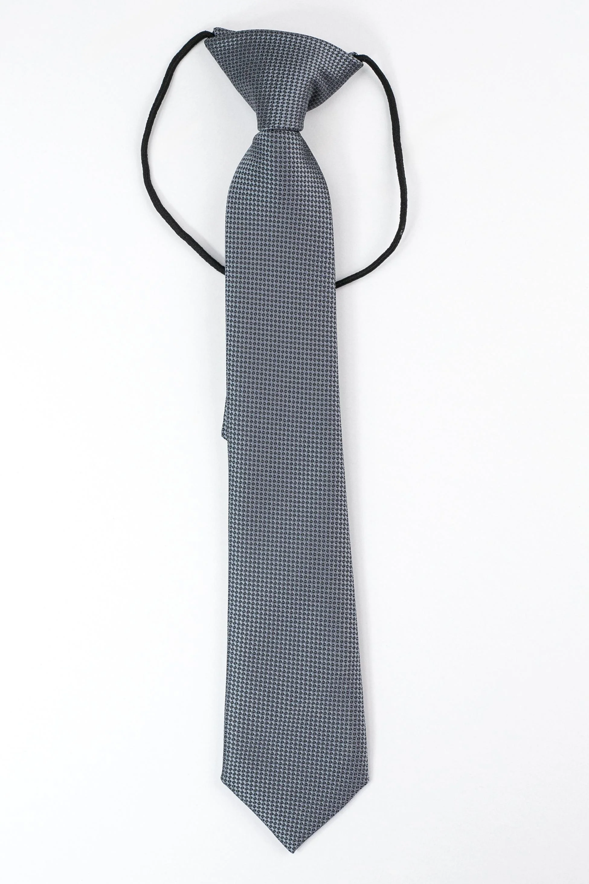 Boys’ Jacquard Tie & Hanky Set with Elastic Strap - Cold Blue - Image 2