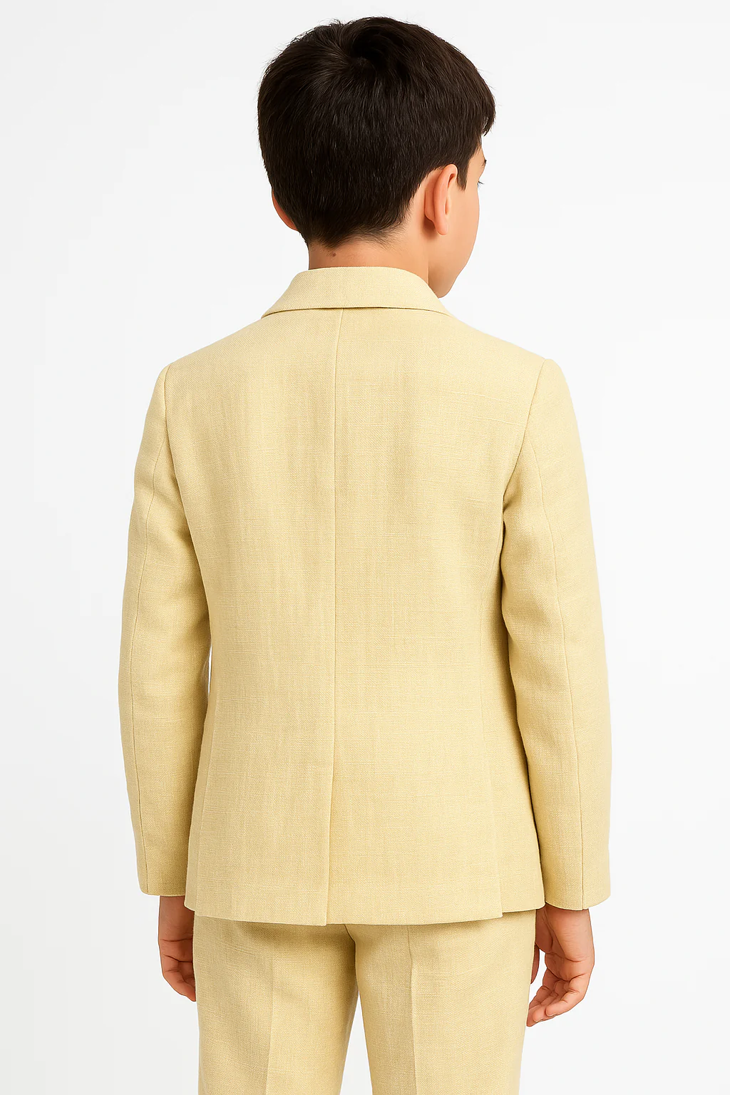 Boys’ Linen 2-Piece Slim Fit Casual Suit - Jogger - Beige - Image 3