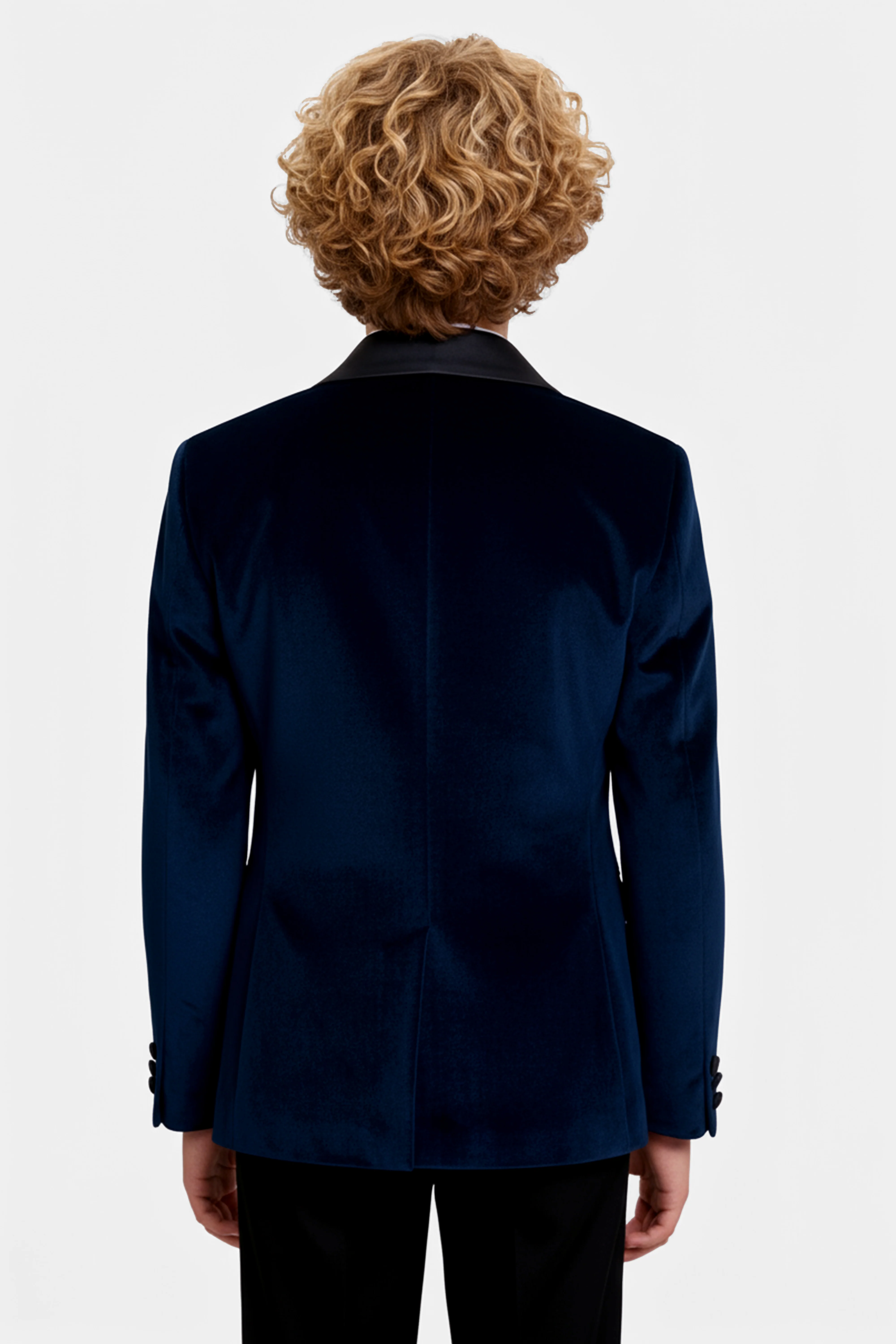 Boys Matt Velvet Tuxedo Blazer - Kingsman - Navy - Image 2