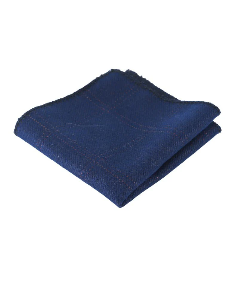 Boys & Men's Tweed Check Slim Tie Set - Navy Blue - Image 3