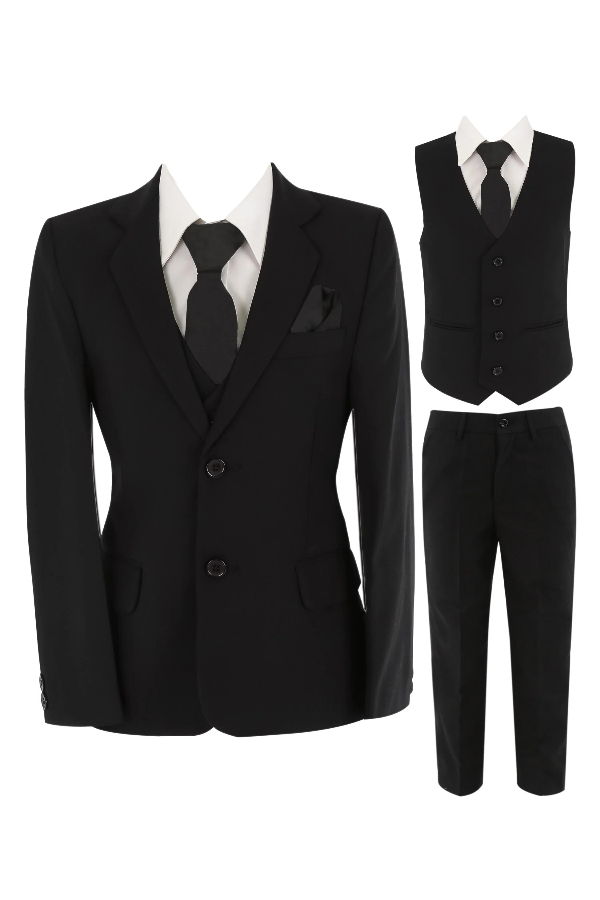 Boys 6 Piece All In One Formal Suit Set - RUN - Black - Image 3