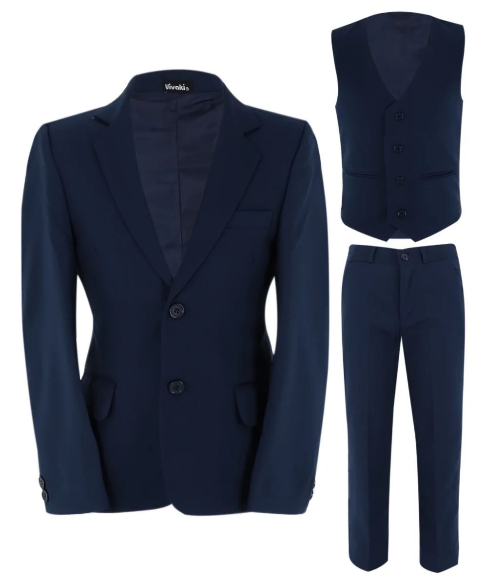 Boys 6 Piece All In One Formal Suit Set - RUN - Navy - Image 9