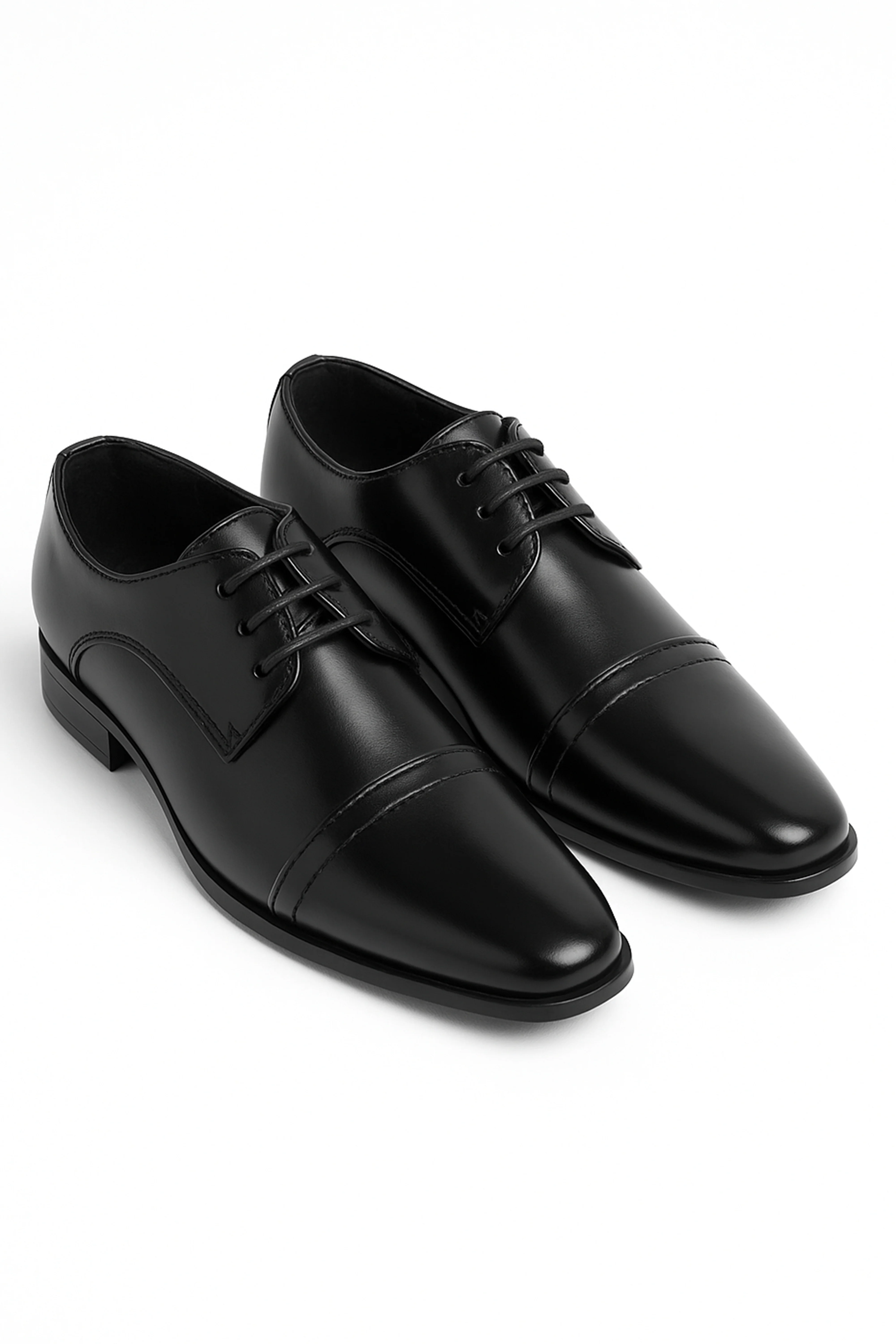 Boys Lace Up Black Formal Dress Shoes - Black - Image 3