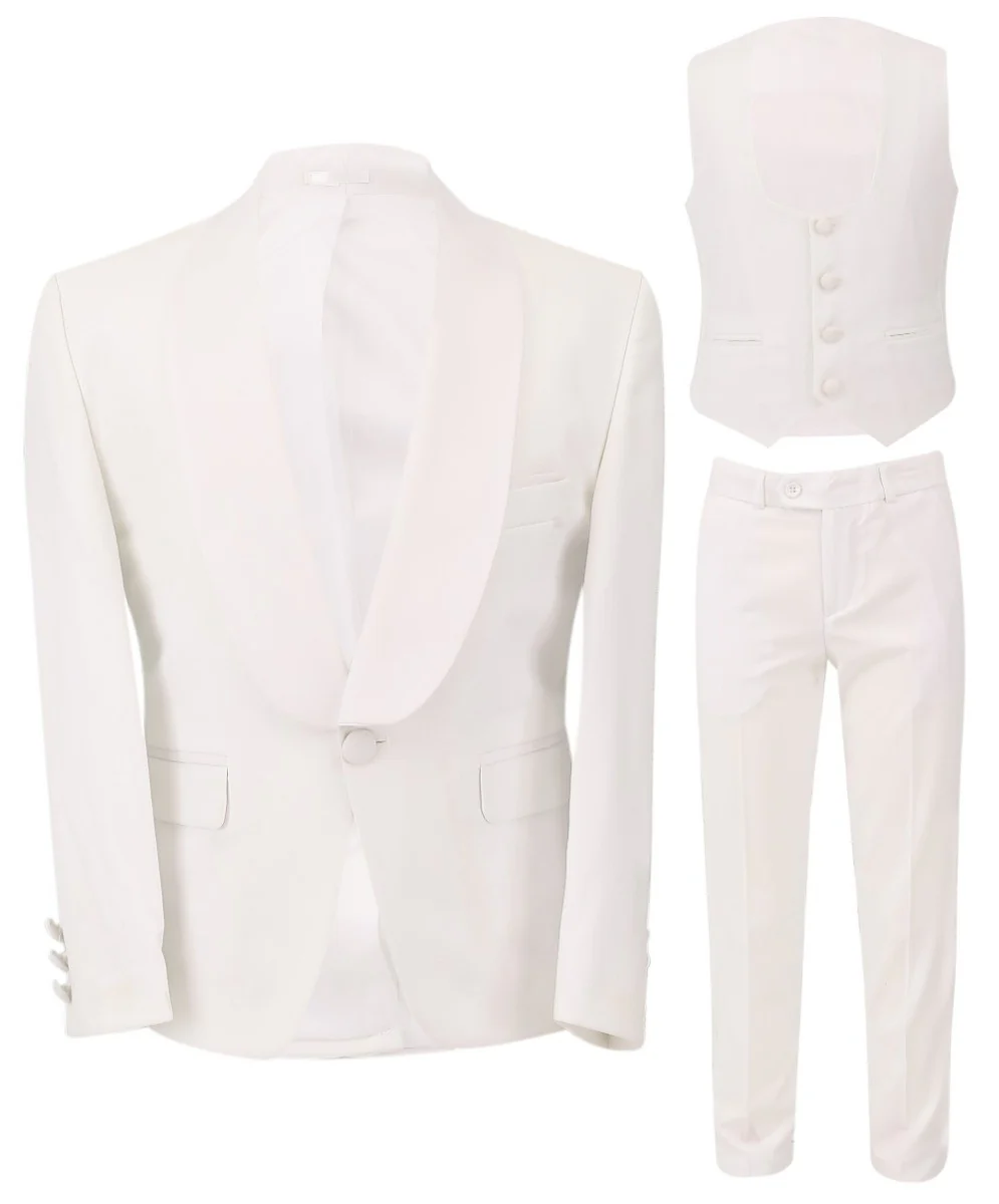 Boys Communion Slim Fit Tuxedo Suit - Ivory - Image 10