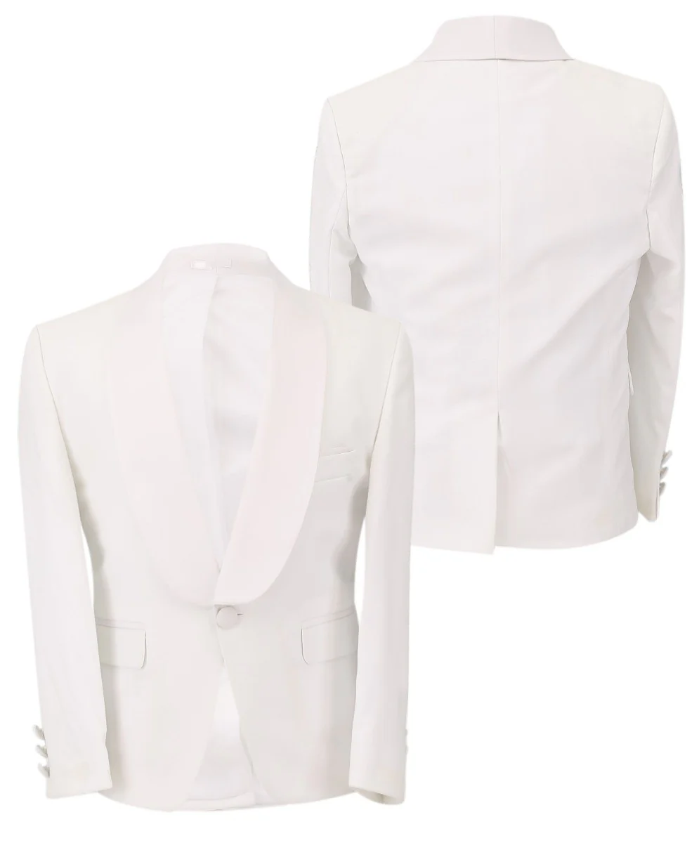 Boys Communion Slim Fit Tuxedo Suit - Ivory - Image 4
