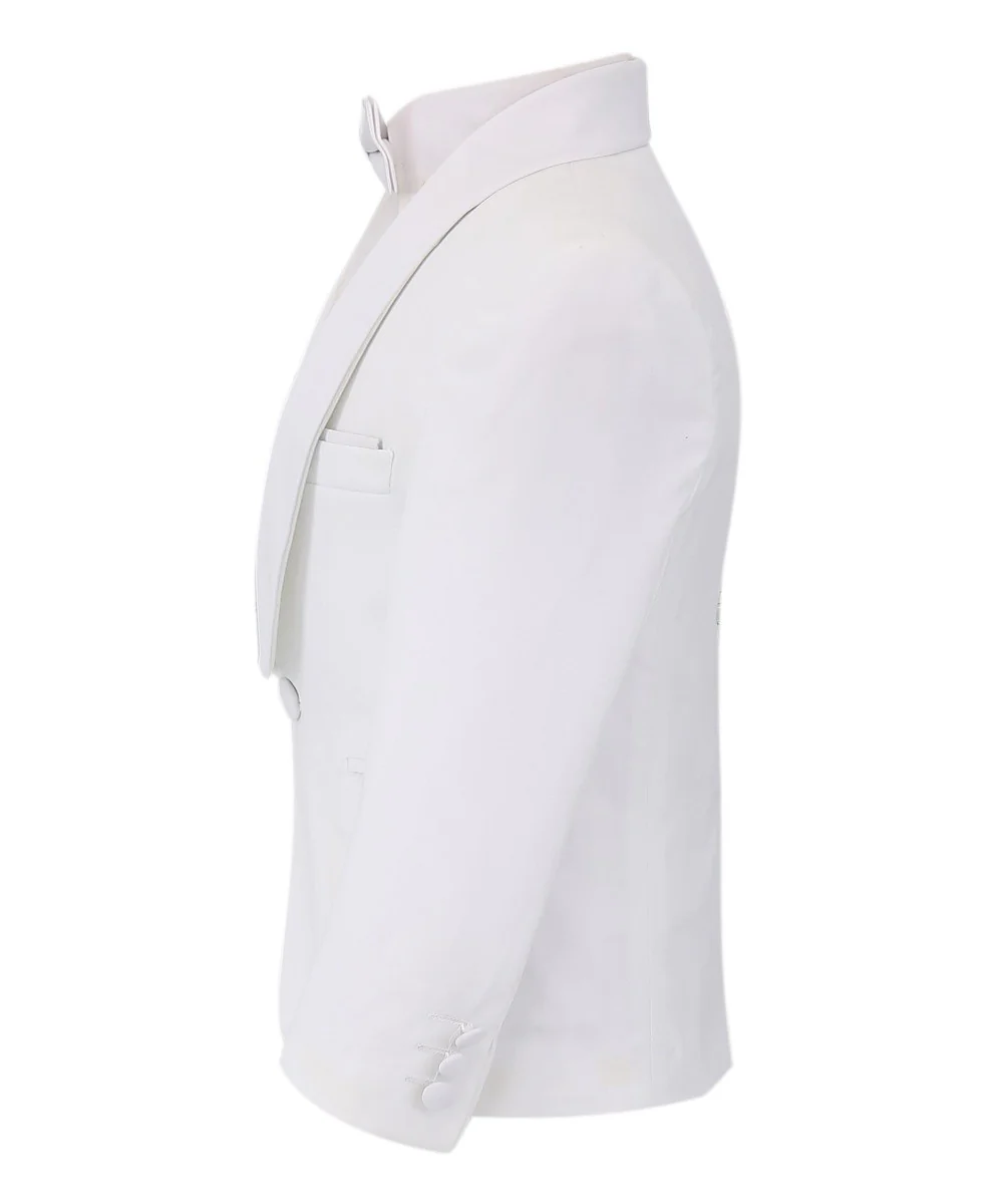 Boys Communion Slim Fit Tuxedo Suit - White - Image 5