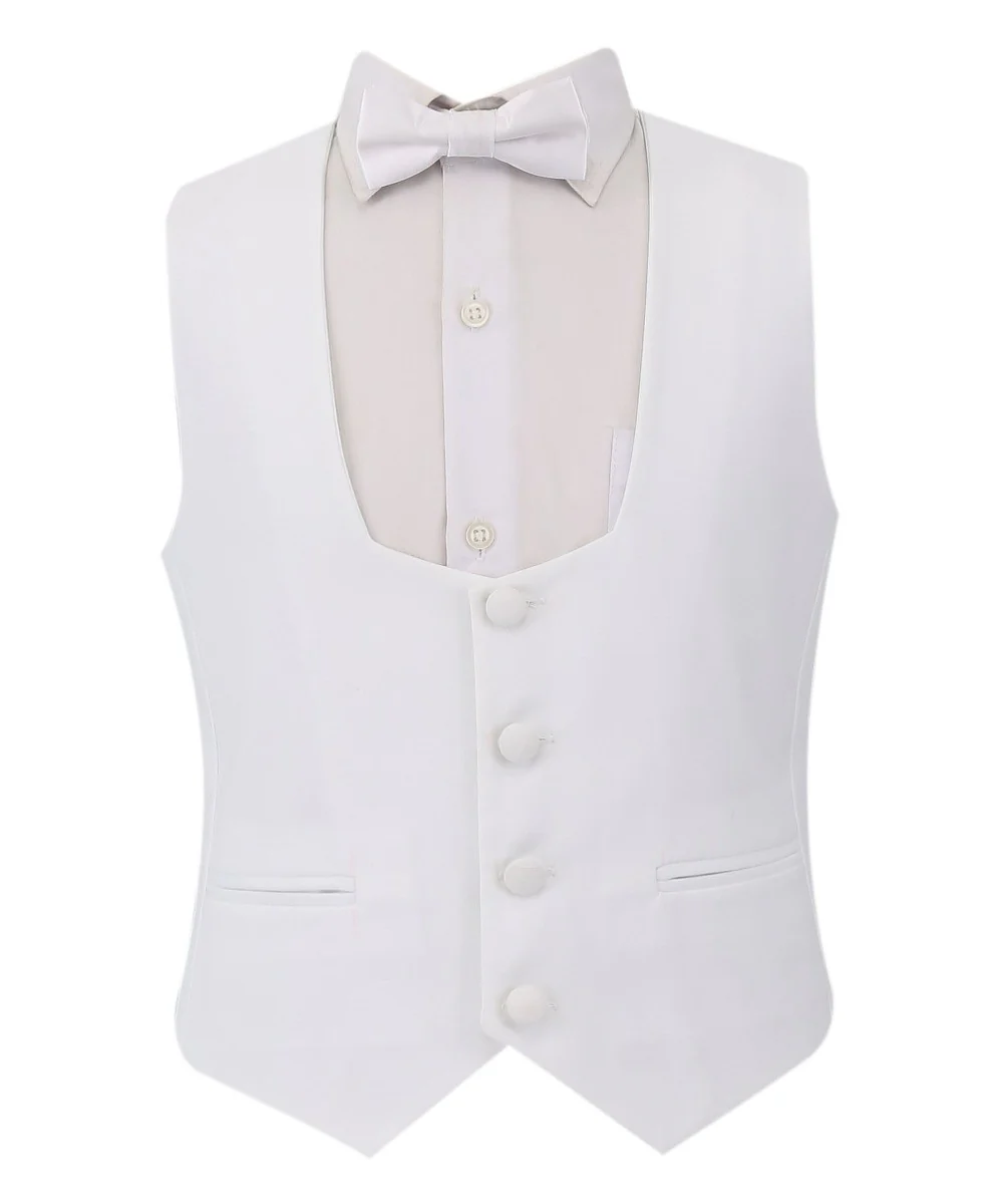 Boys Communion Slim Fit Tuxedo Suit - White - Image 6