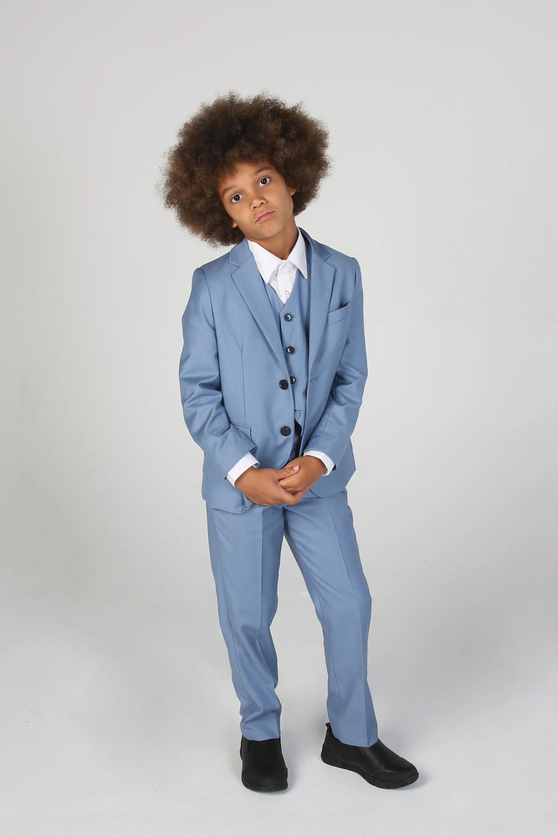 Boys Tailored Fit Suit Set In Sky Blue - Charles - Blue - Image 3