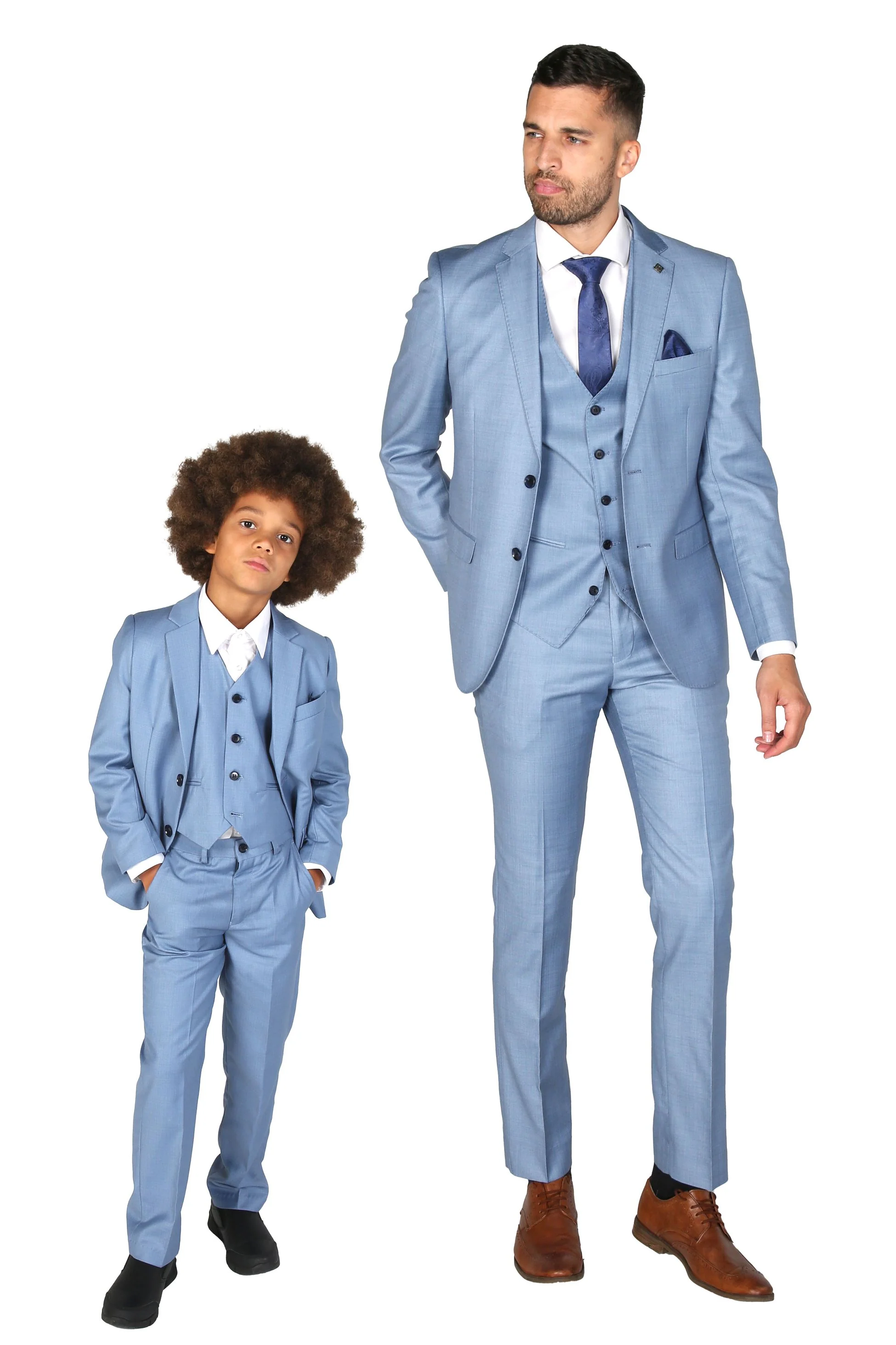 Boys Tailored Fit Suit Set In Sky Blue - Charles - Blue - Image 8