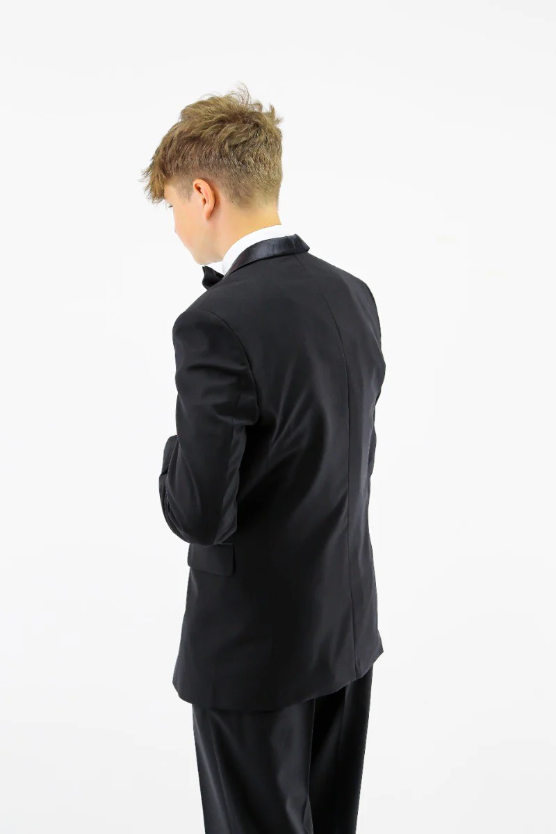Boys Sheen Lapel Tuxedo Suit - Black - Image 4