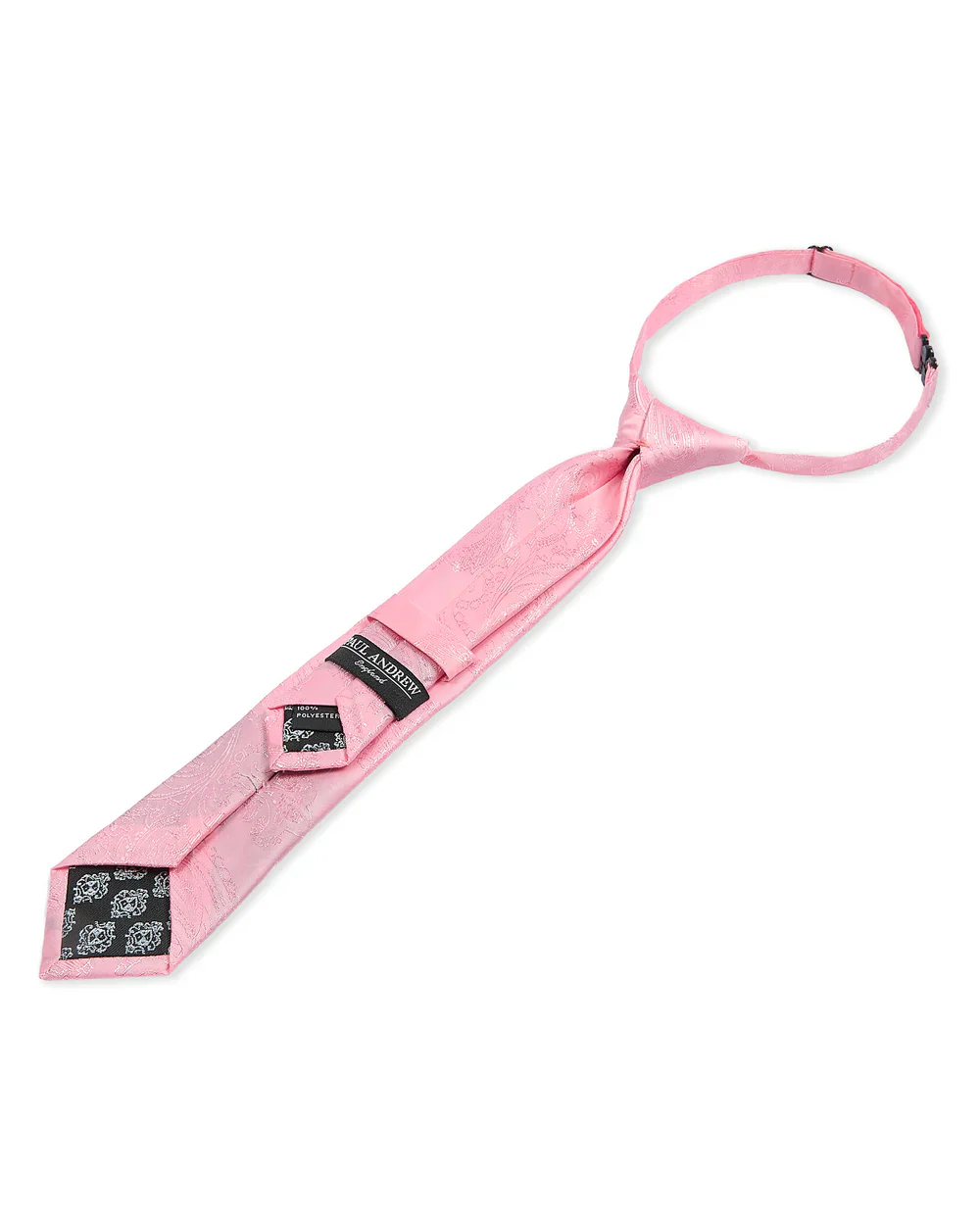 Boys Paisley Jacquard Pre-Tied Tie with Adjustable Clip Neck Strap - Dark Pink - Image 2