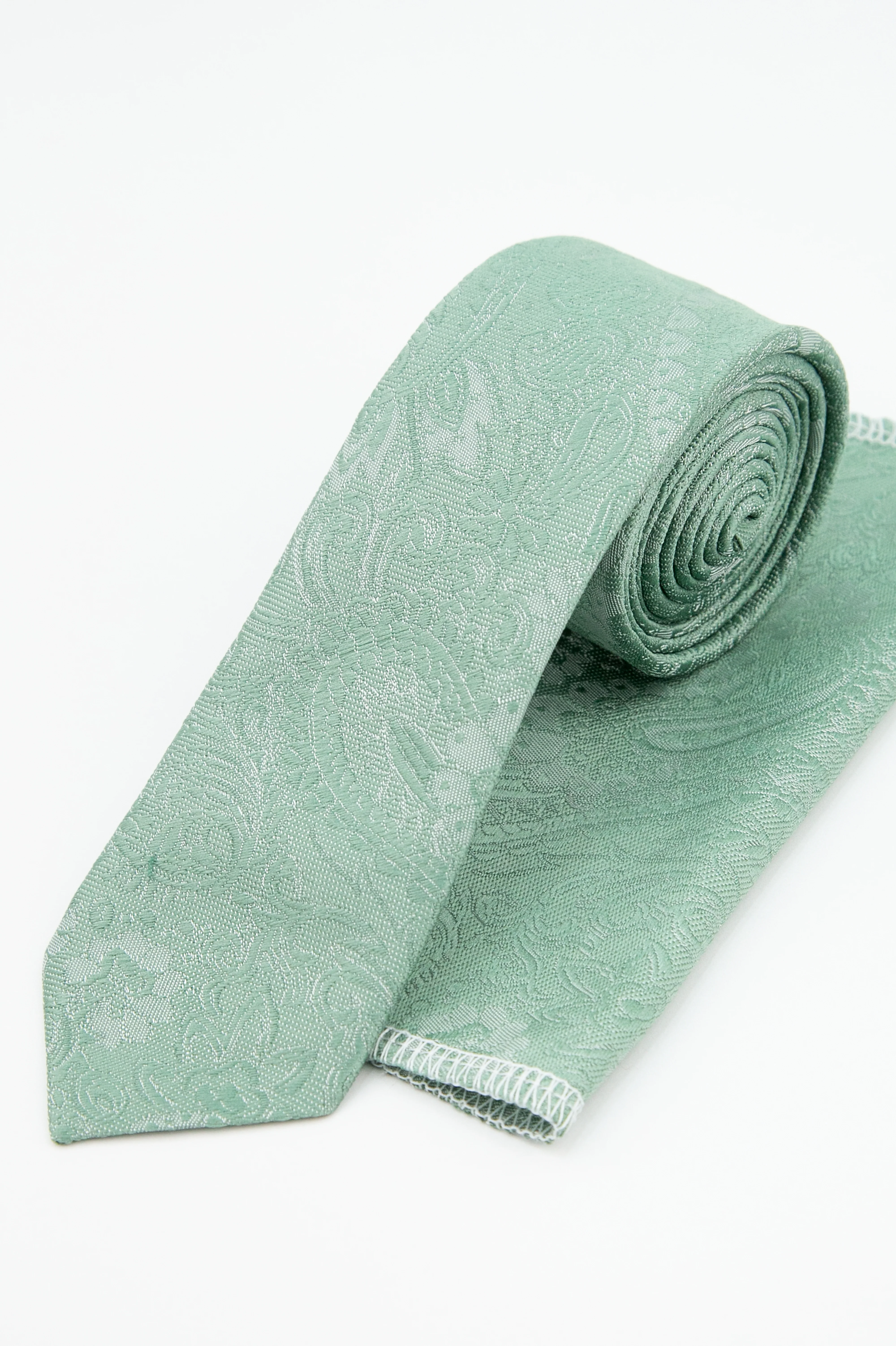 Boys’ Pastel Paisley Slim Tie & Pocket Square Set - Green