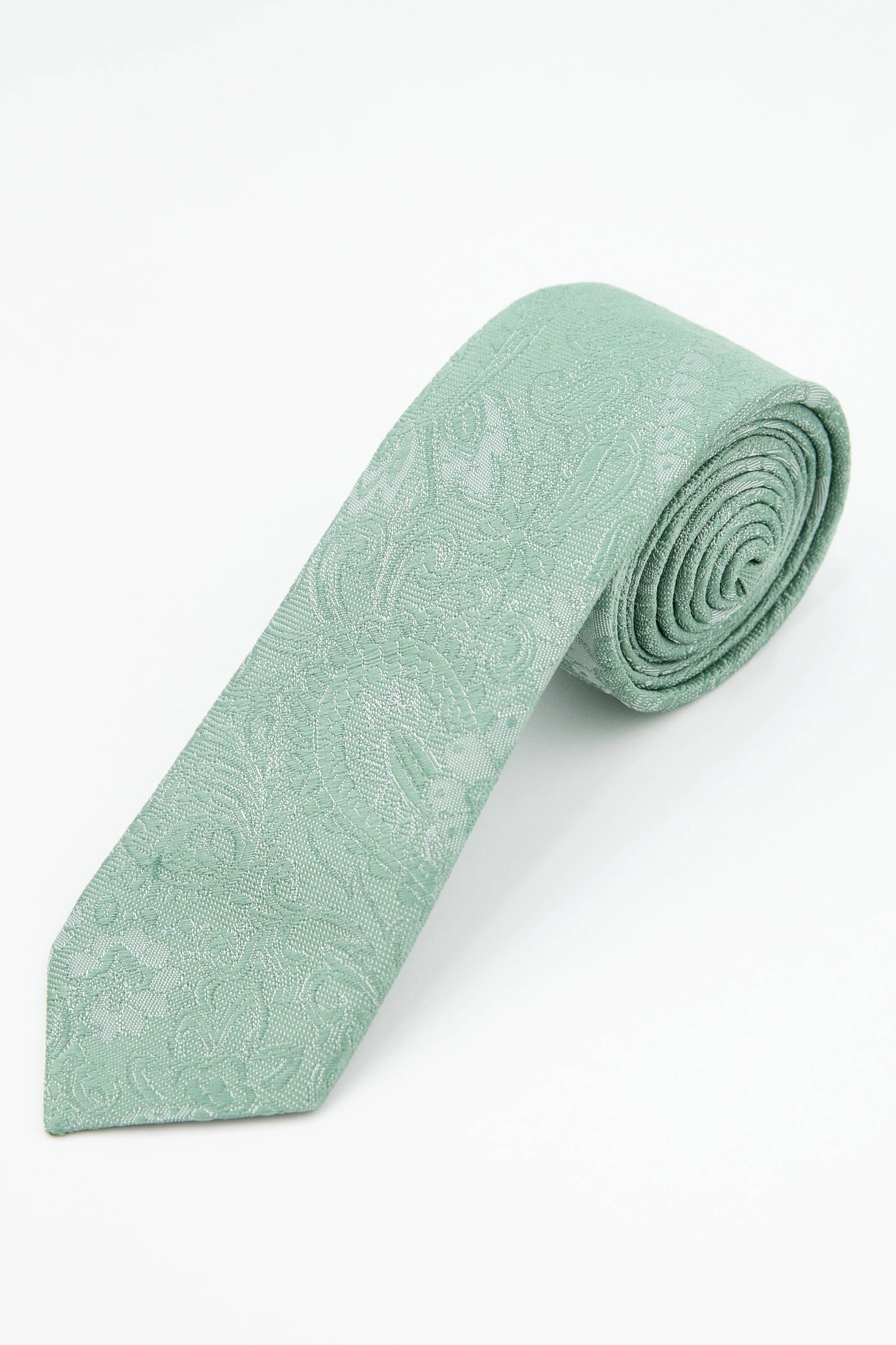 Boys’ Pastel Paisley Slim Tie & Pocket Square Set - Green - Image 2