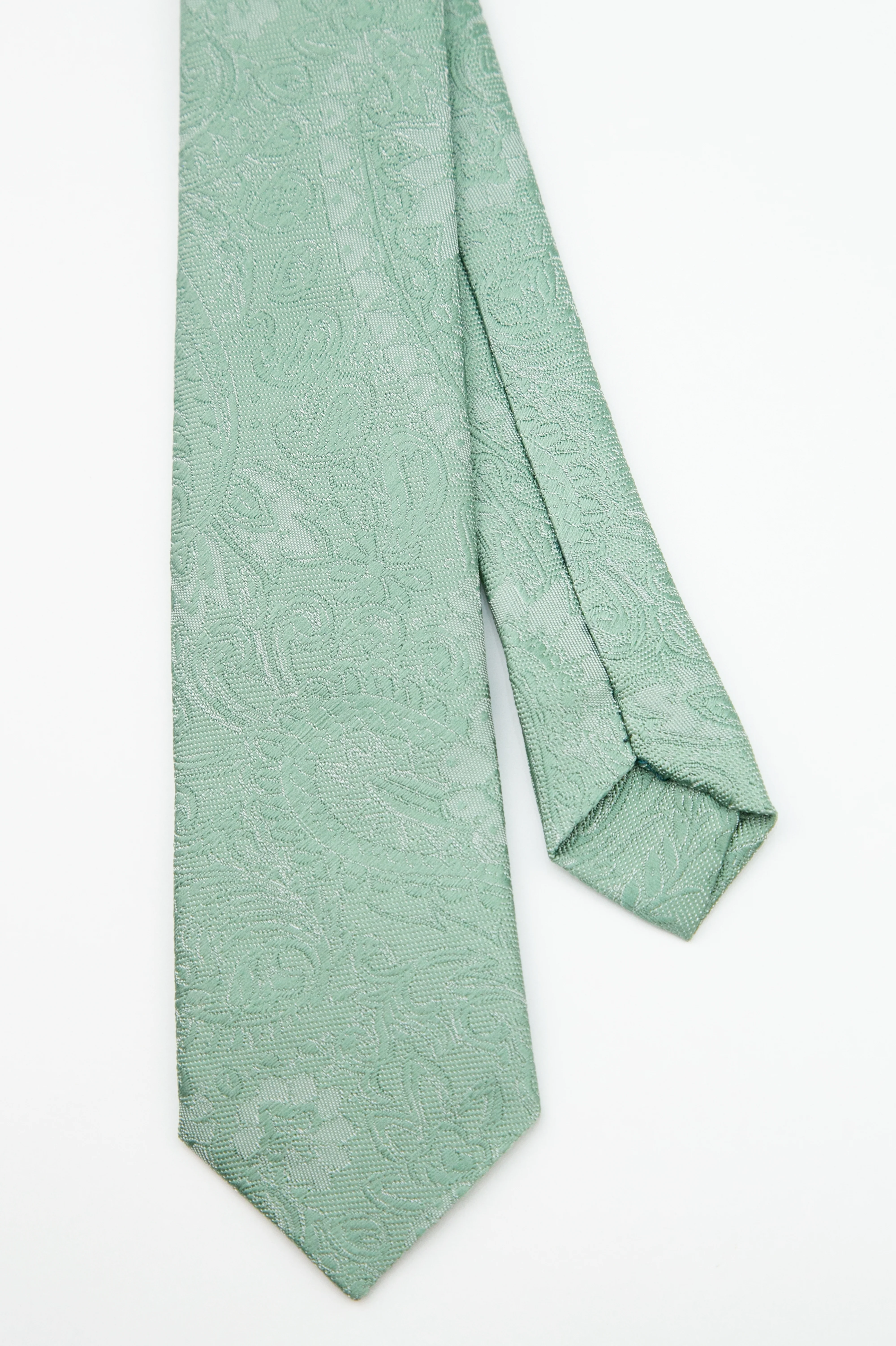 Boys’ Pastel Paisley Slim Tie & Pocket Square Set - Green - Image 3