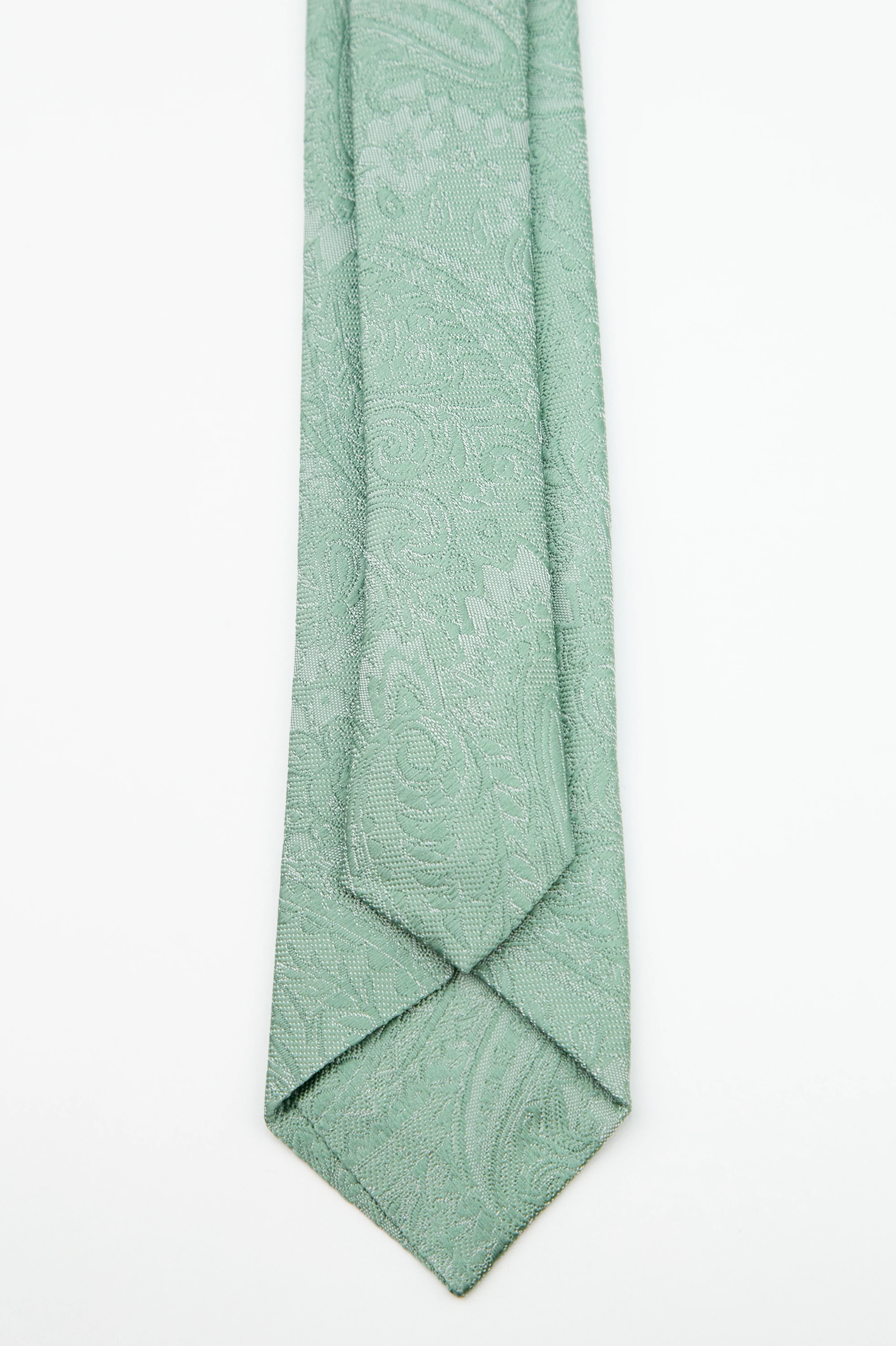Boys’ Pastel Paisley Slim Tie & Pocket Square Set - Green - Image 4