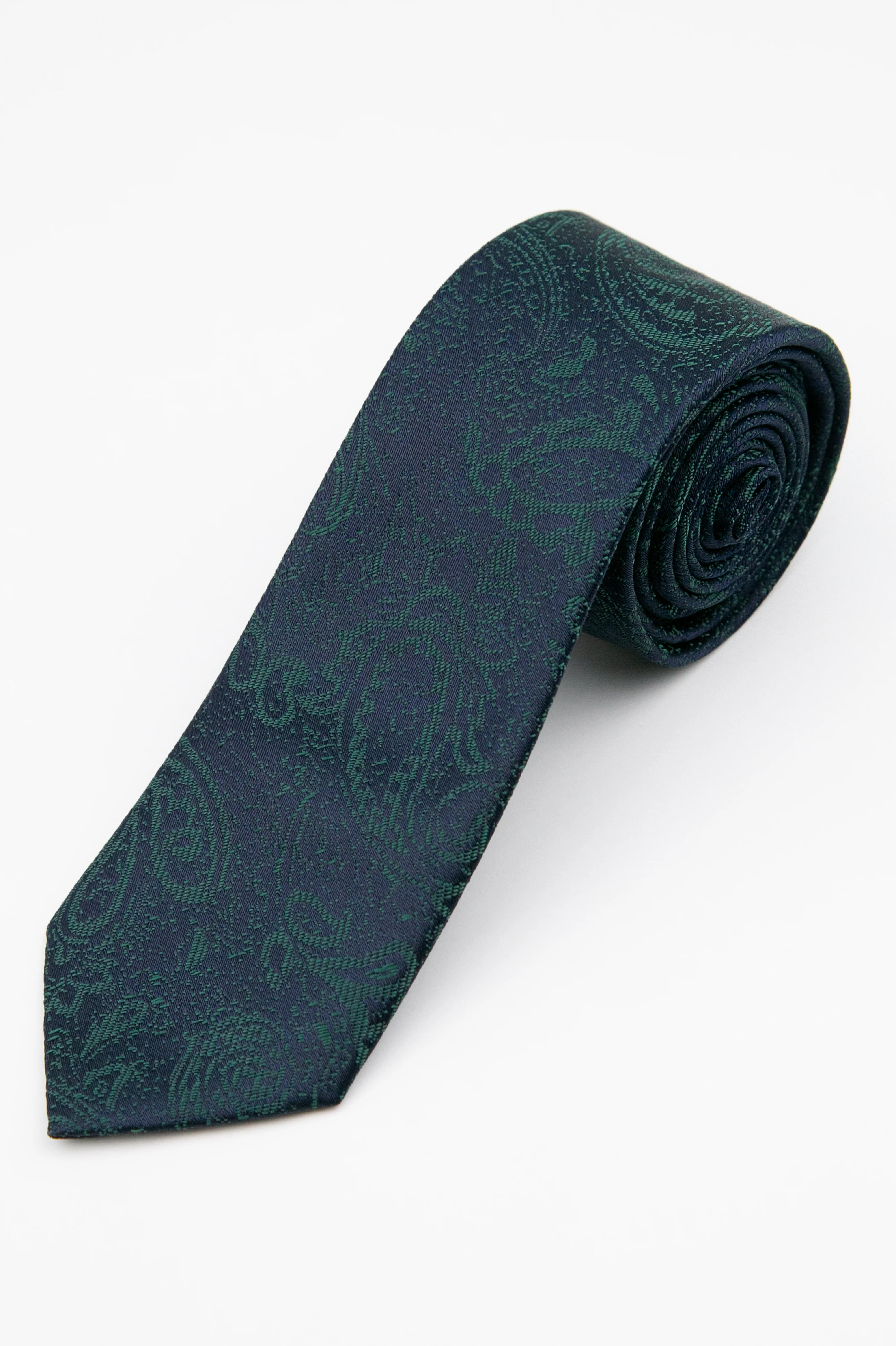 Boys’ Paisley Slim Tie & Pocket Square Set - Emerald Green - Image 2