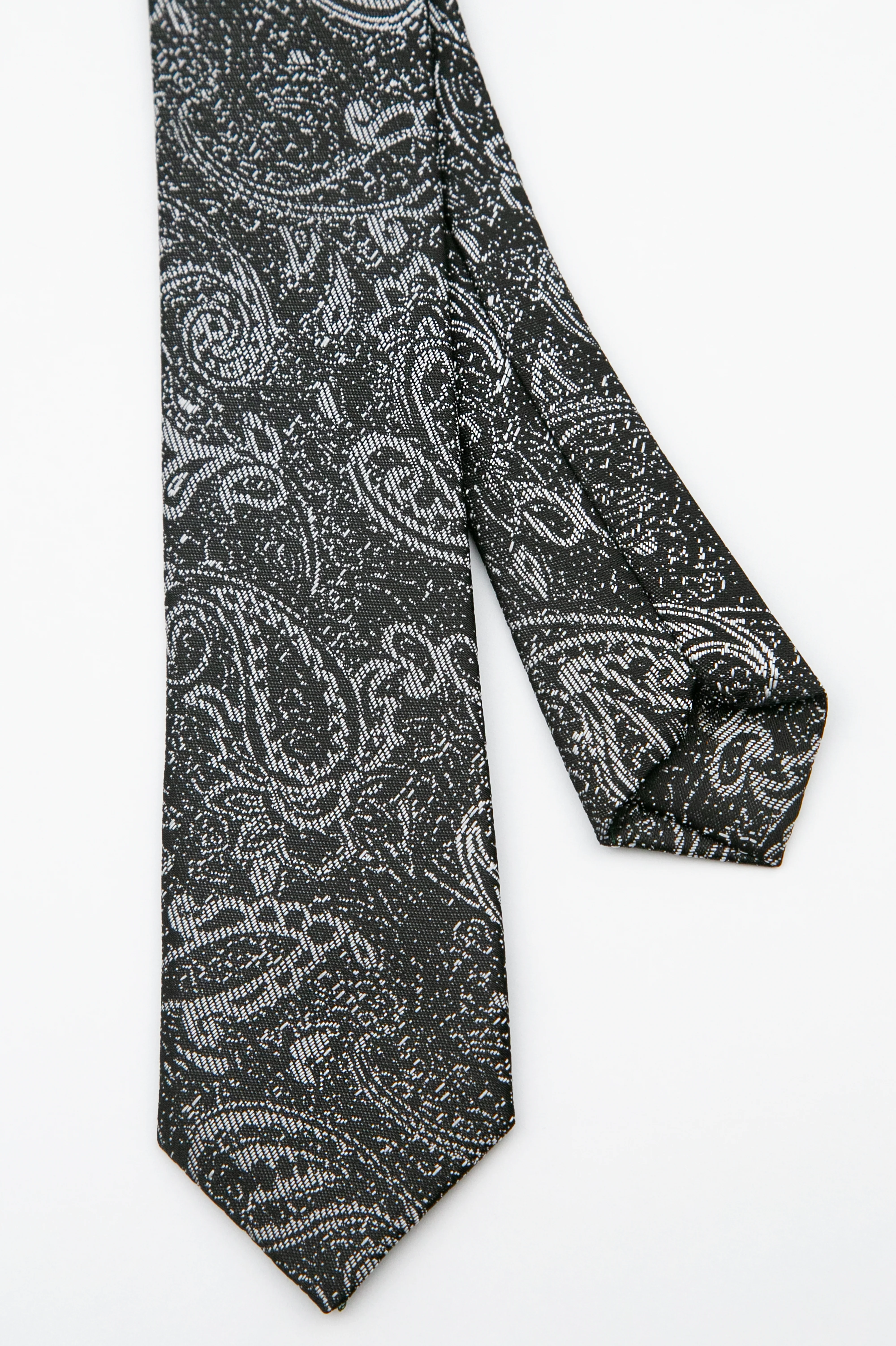 Boys’ Paisley Slim Tie & Pocket Square Set - Grey - Image 3