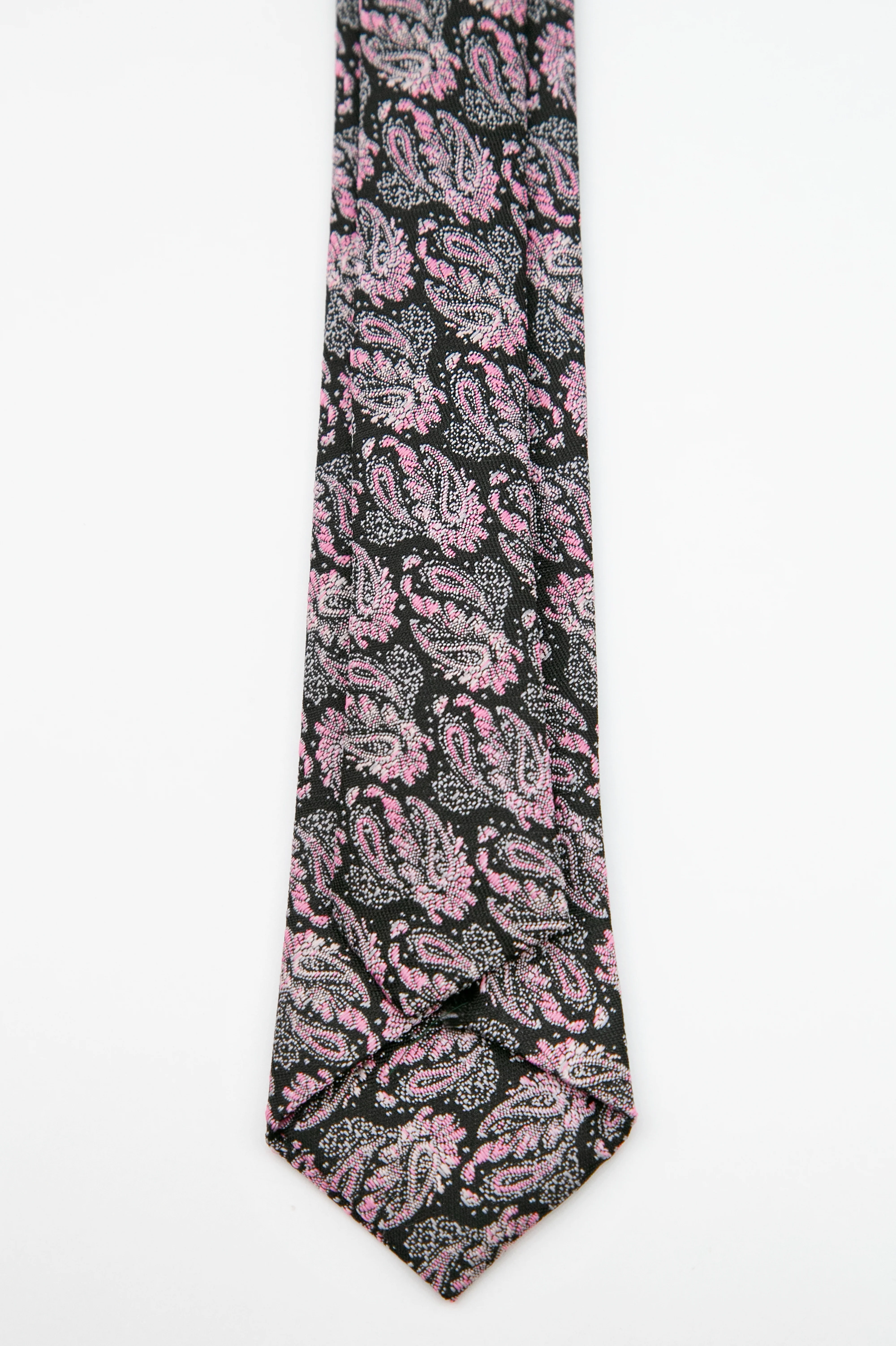Boys’ Paisley Slim Tie & Pocket Square Set - Pink and Black - Image 4