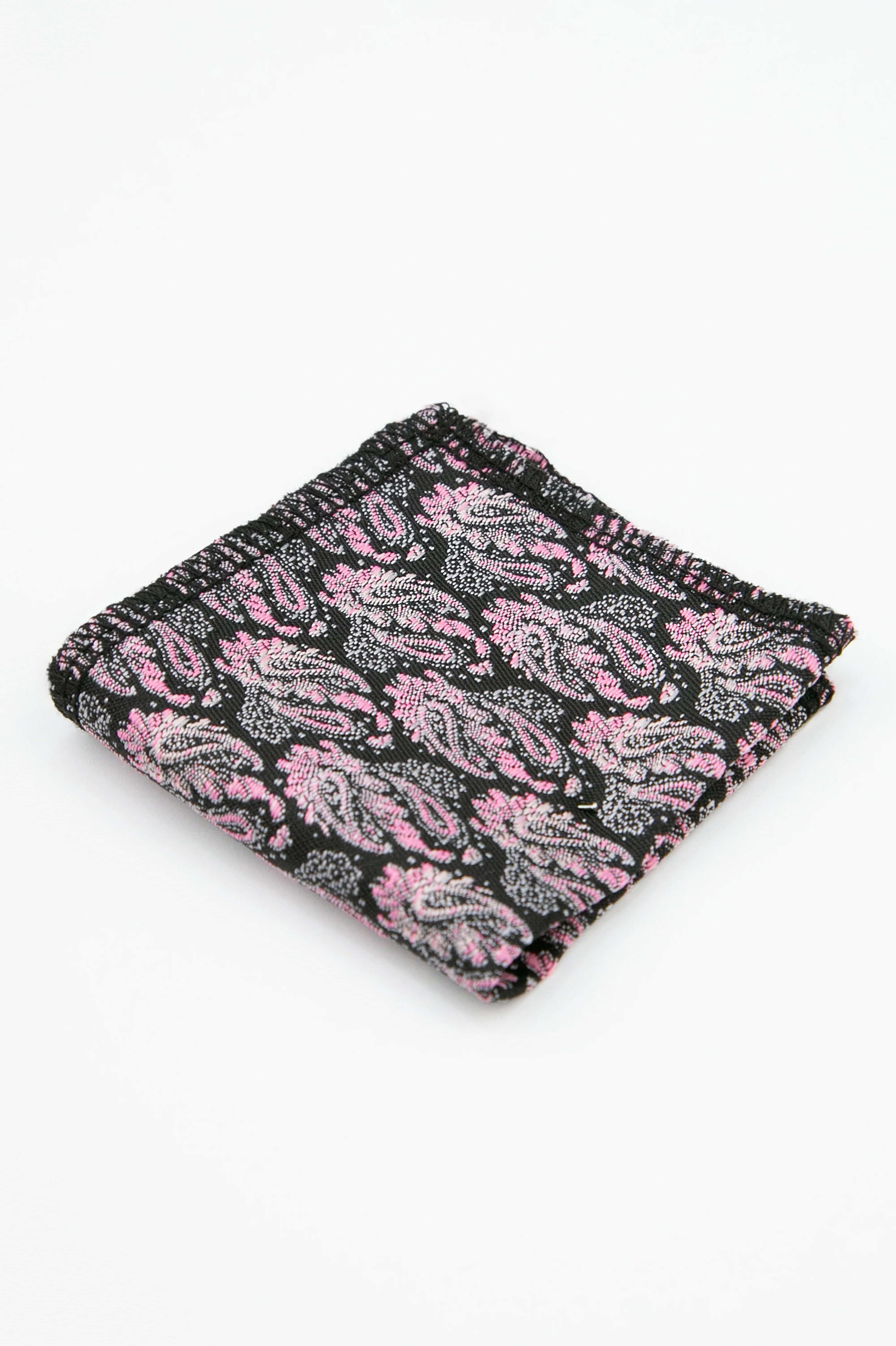 Boys’ Paisley Slim Tie & Pocket Square Set - Pink and Black - Image 5