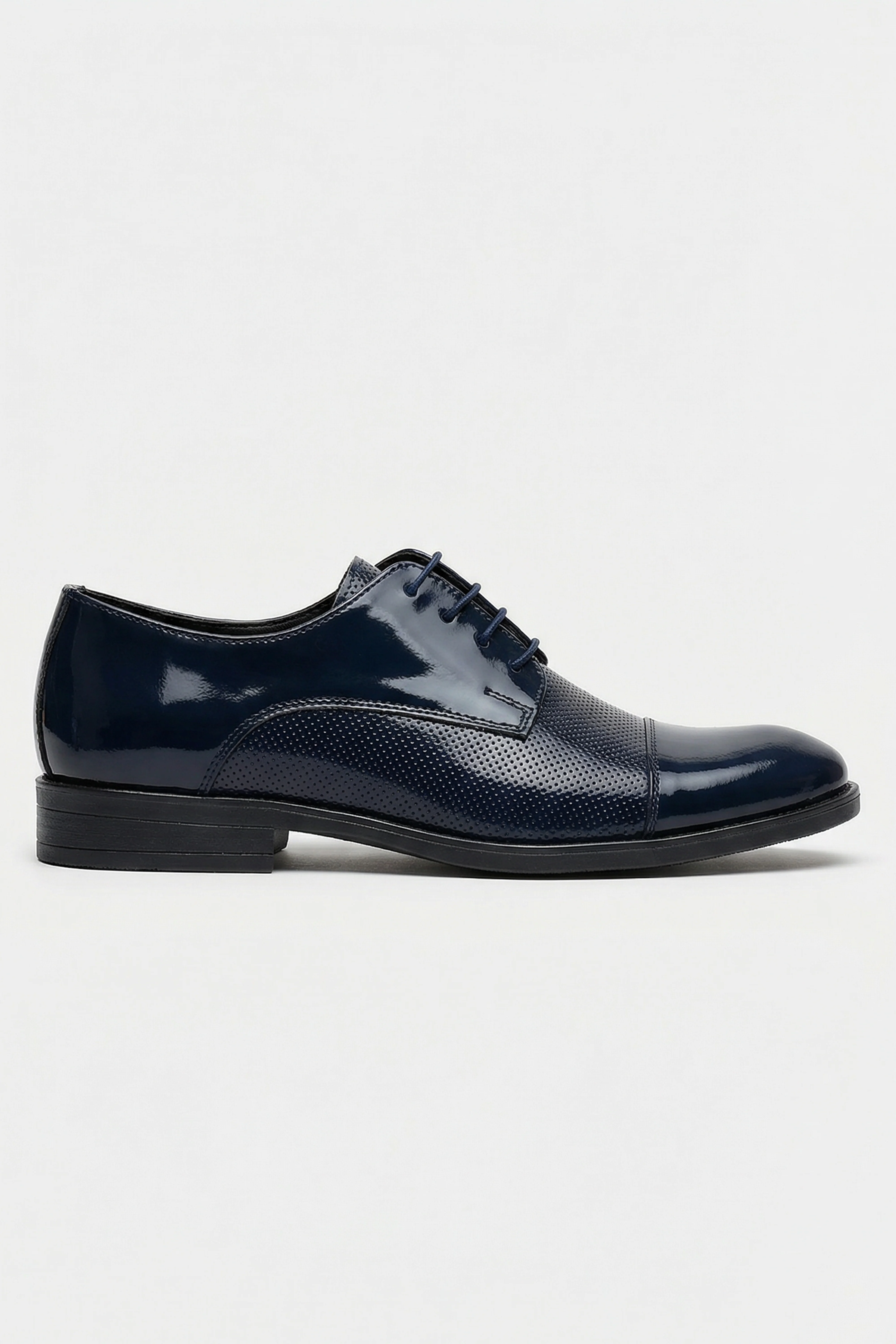 Boys Patent Cap Toe Derby Shoes - OHIO - Navy - Image 3