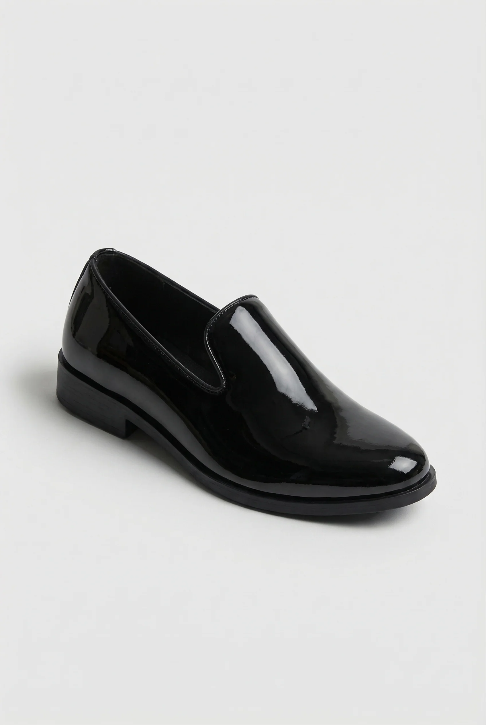 Boys Patent Black Loafer Shoes - Rudy