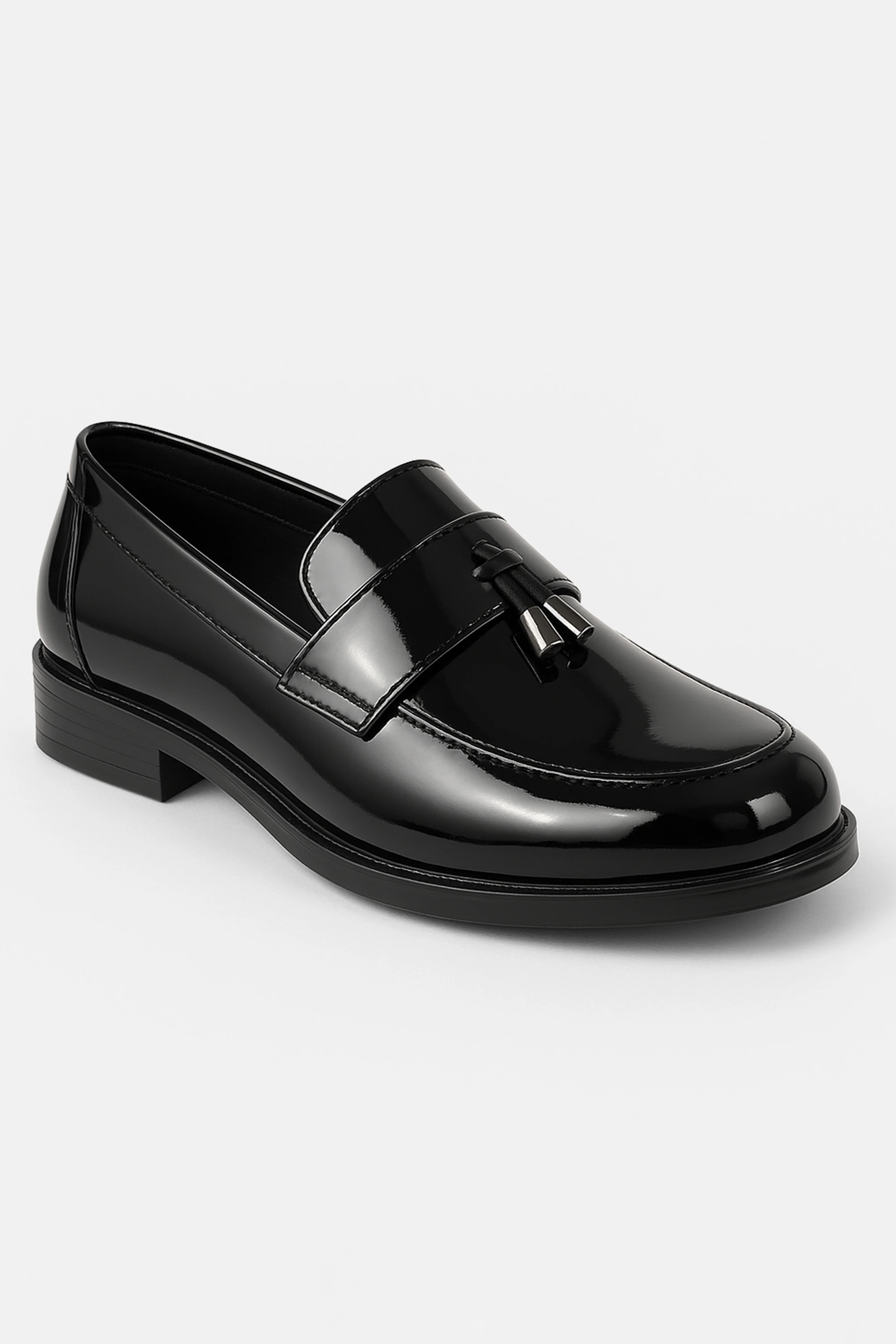 Boys’ Patent Slip On Tassel Loafer Shoes - Portland - Black