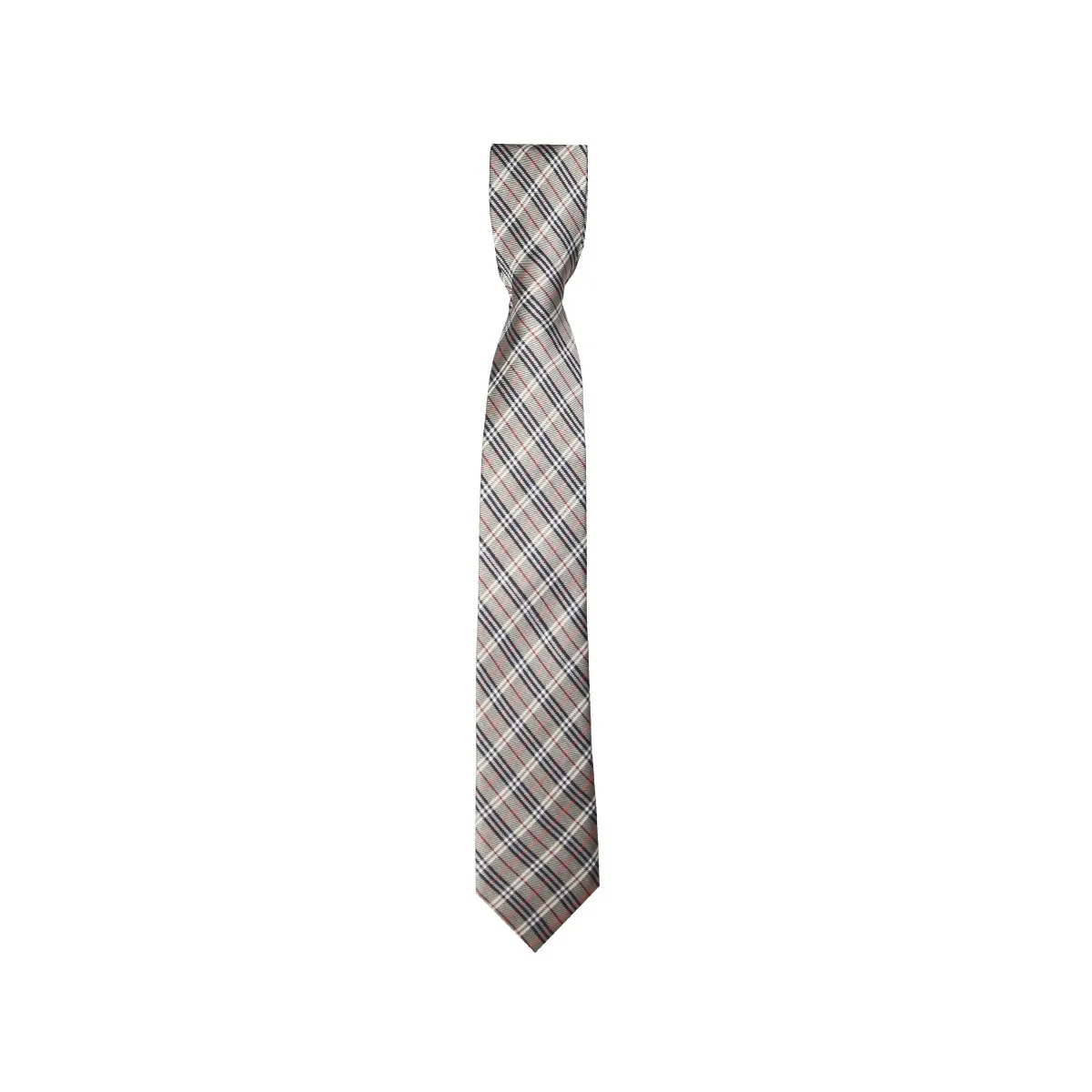 Boys Plaid Checkered Tie Beige - Red and Black - Image 3