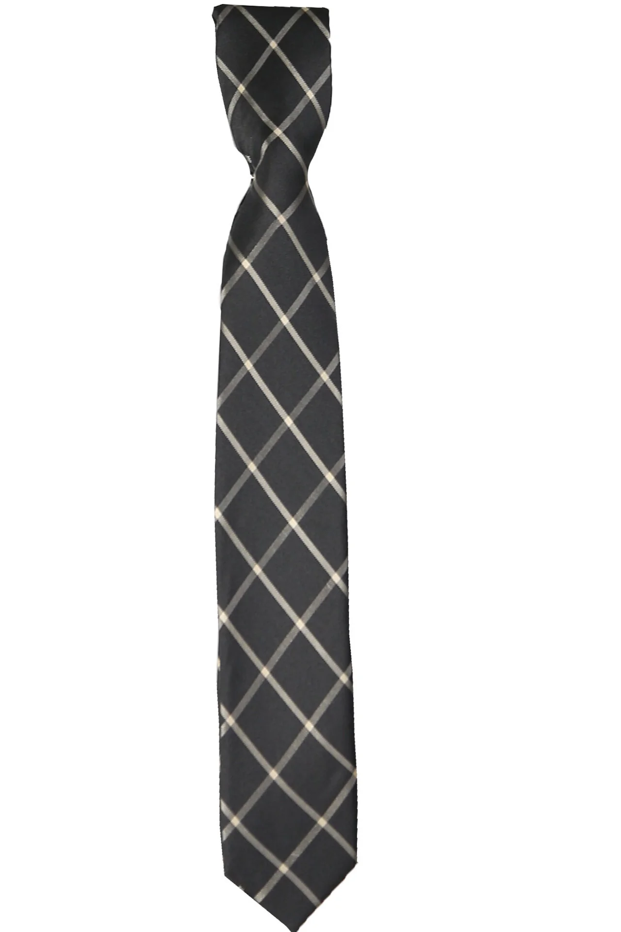 Boys Plaid Checkered Tie Black and Gold