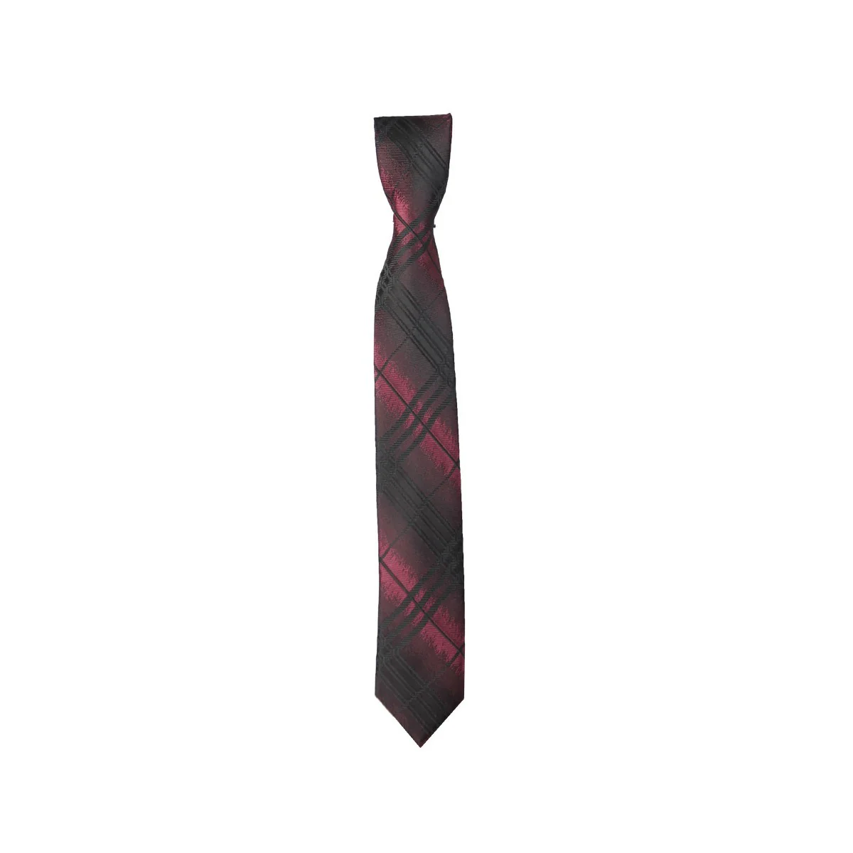 Boys Plaid Checkered Tie Black and Red - Image 3