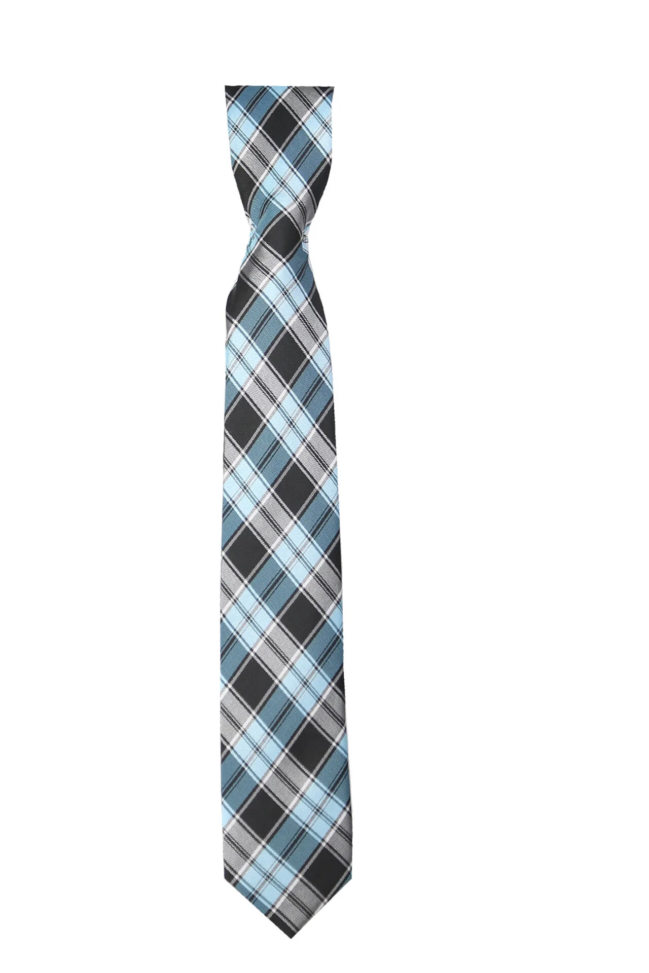 Boys Plaid Checkered Tie Blue and Black