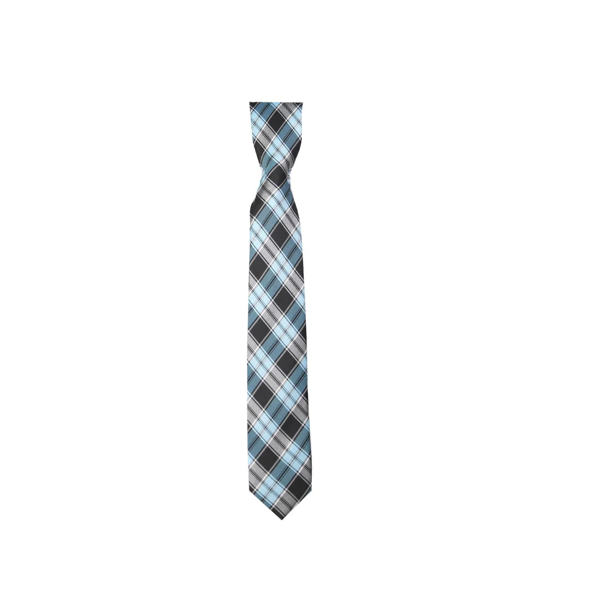Boys Plaid Checkered Tie Blue and Black - Image 3
