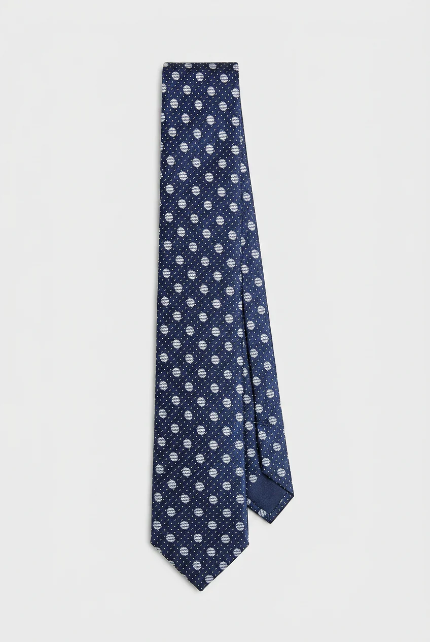 Boys Polka Dot Jacquard Slim Tie - Navy & Sky - Image 2