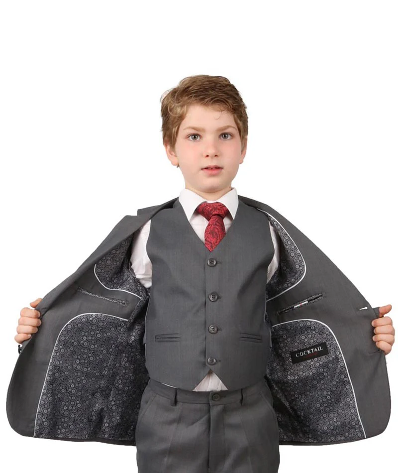 Boys Regular Italian Fit Grey Suit - Grey - Image 2