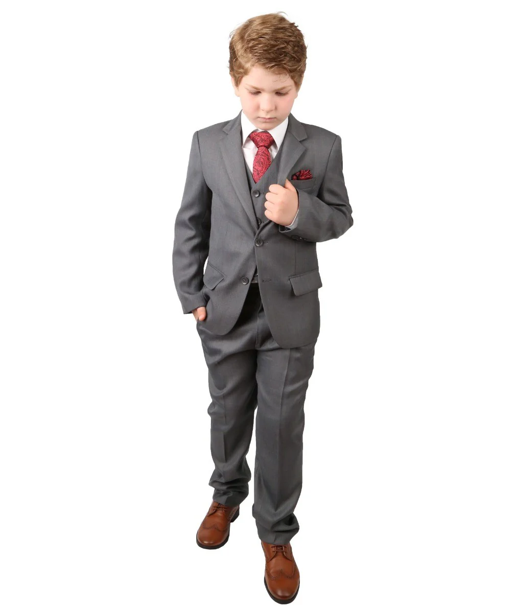 Boys Regular Italian Fit Grey Suit - Grey - Image 3